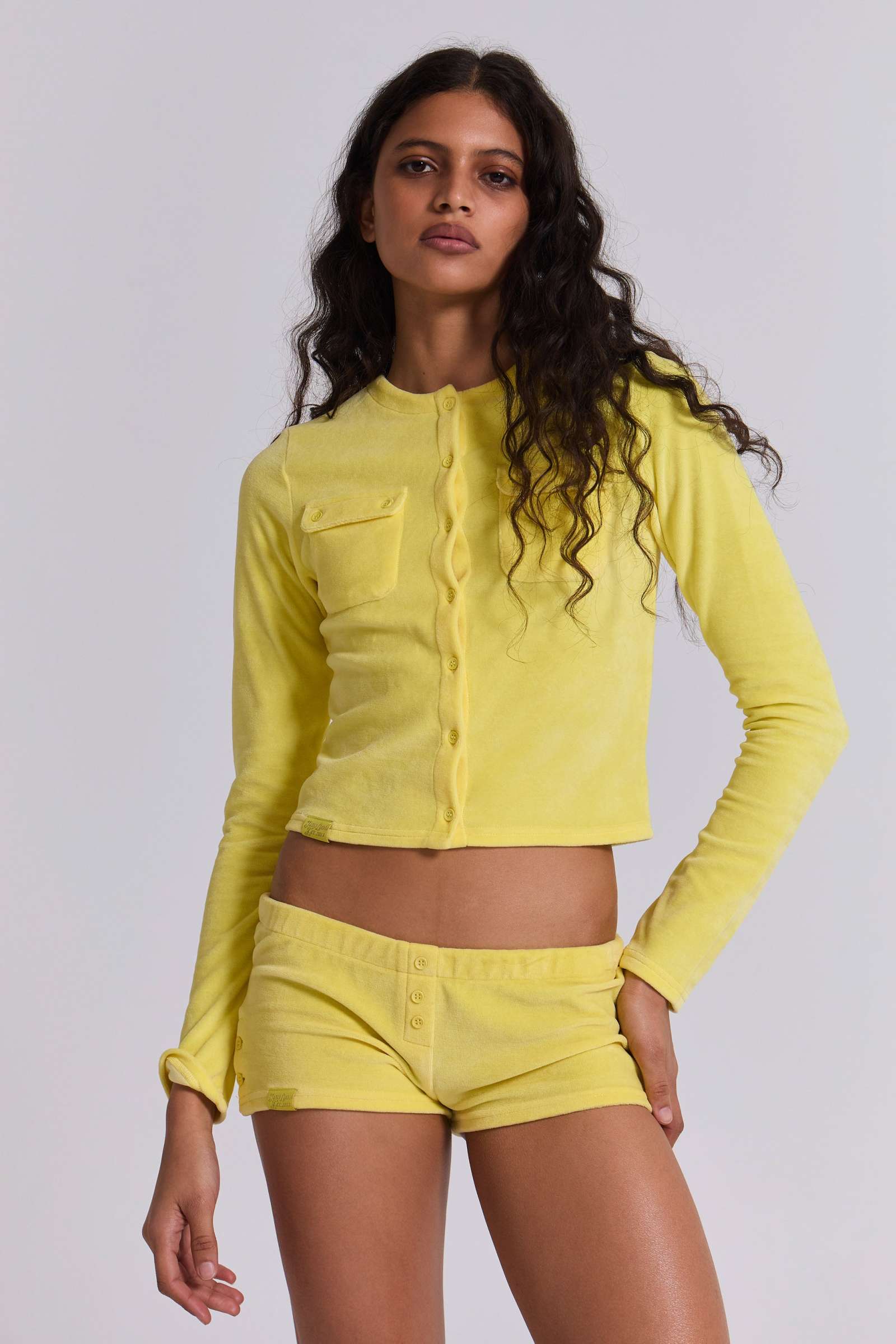 Lemon Velour Cardigan