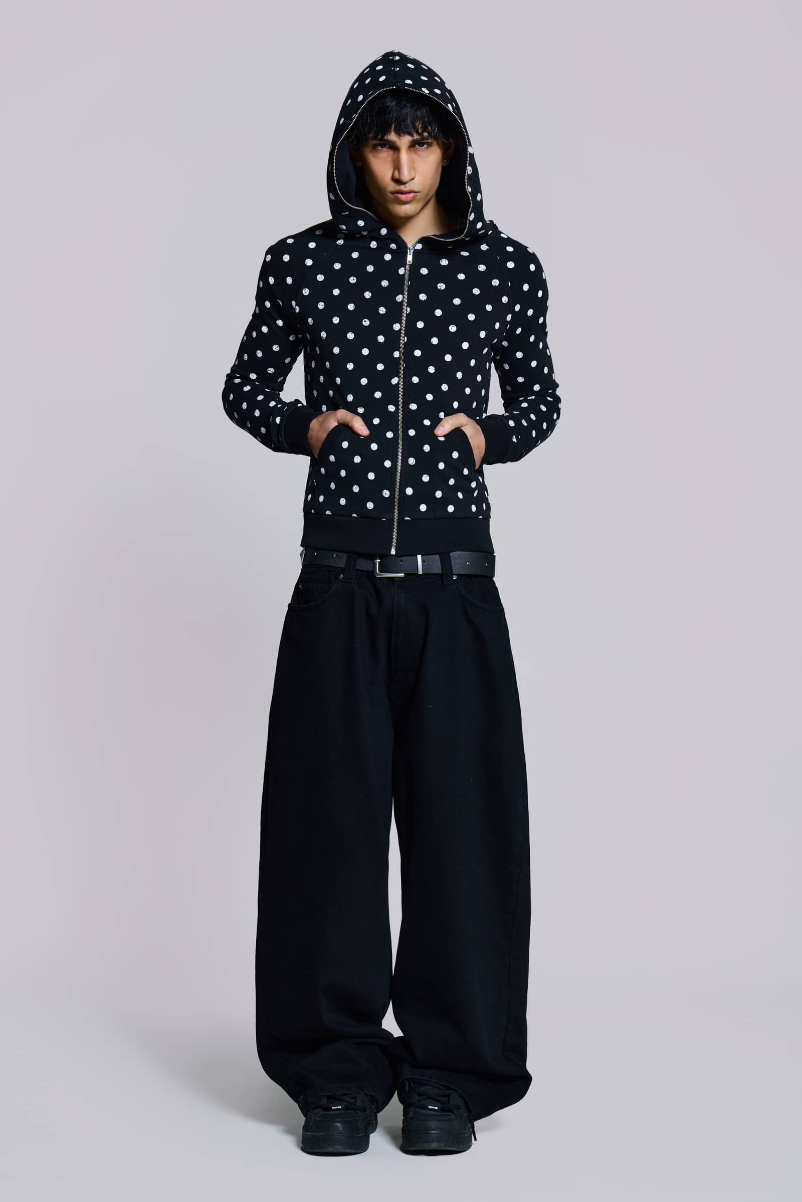 Mono Black Polkadot Mini Monster Hoodie
