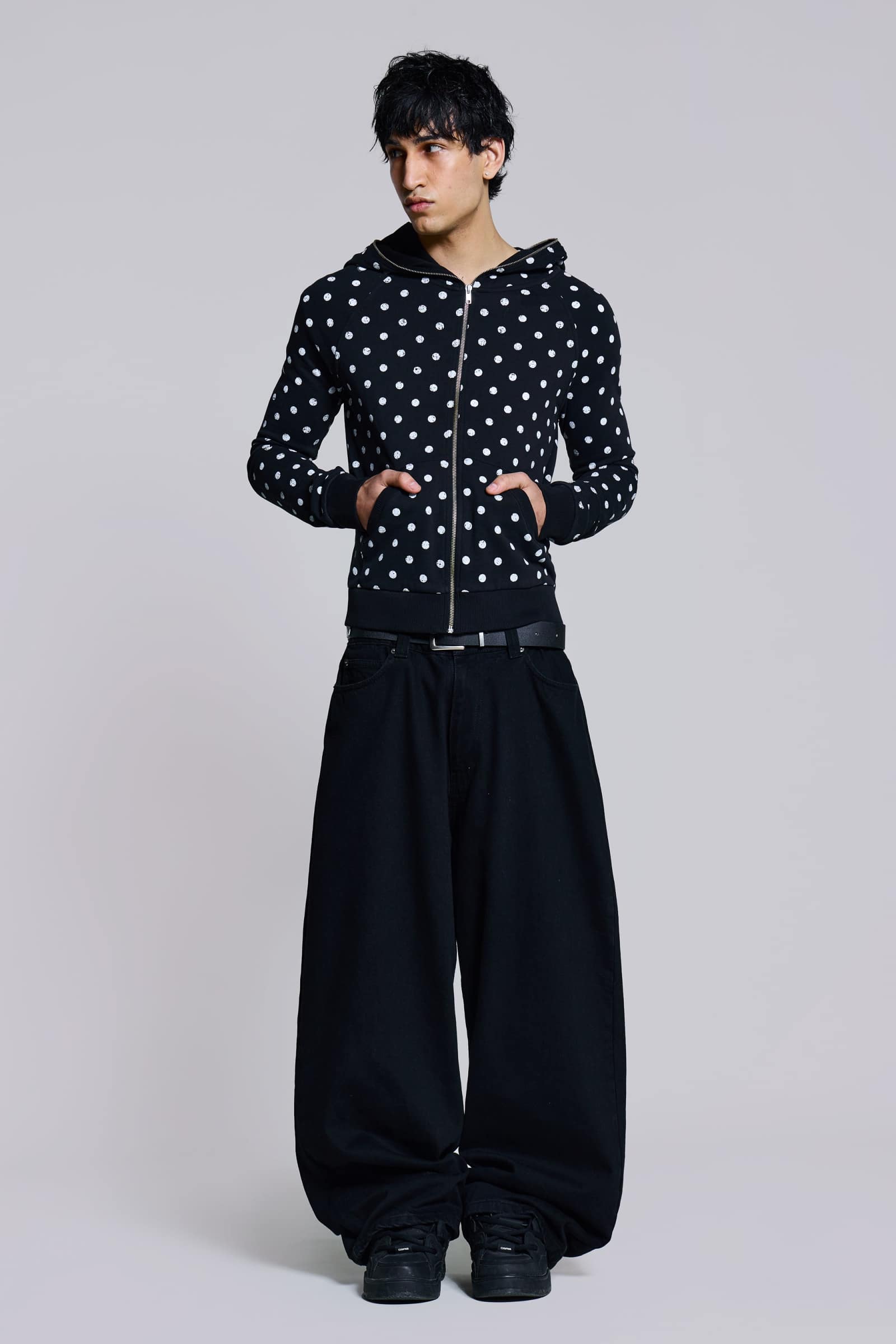 Mono Black Polkadot Mini Monster Hoodie