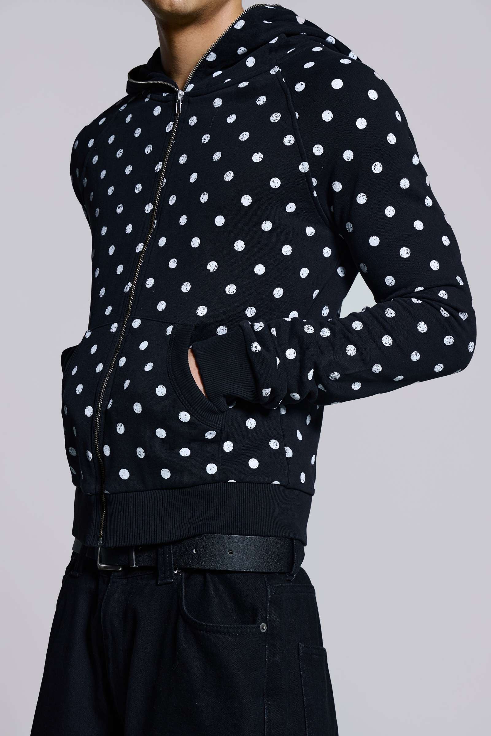 Mono Black Polkadot Mini Monster Hoodie