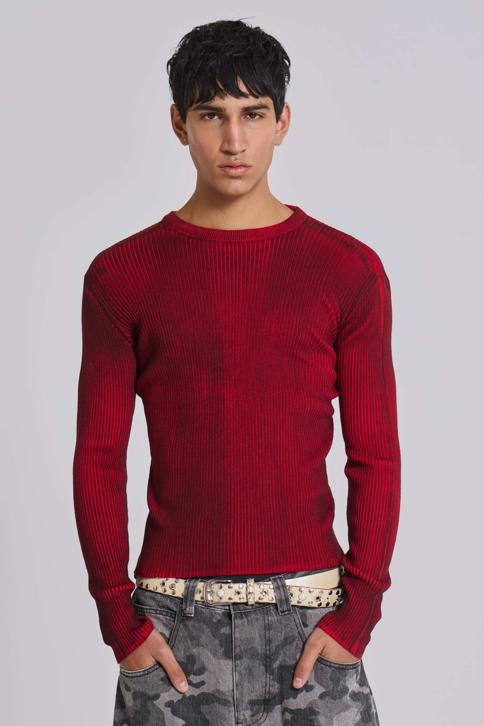 Shop Red Scrape Knit Jaded London Clothing - Main Image