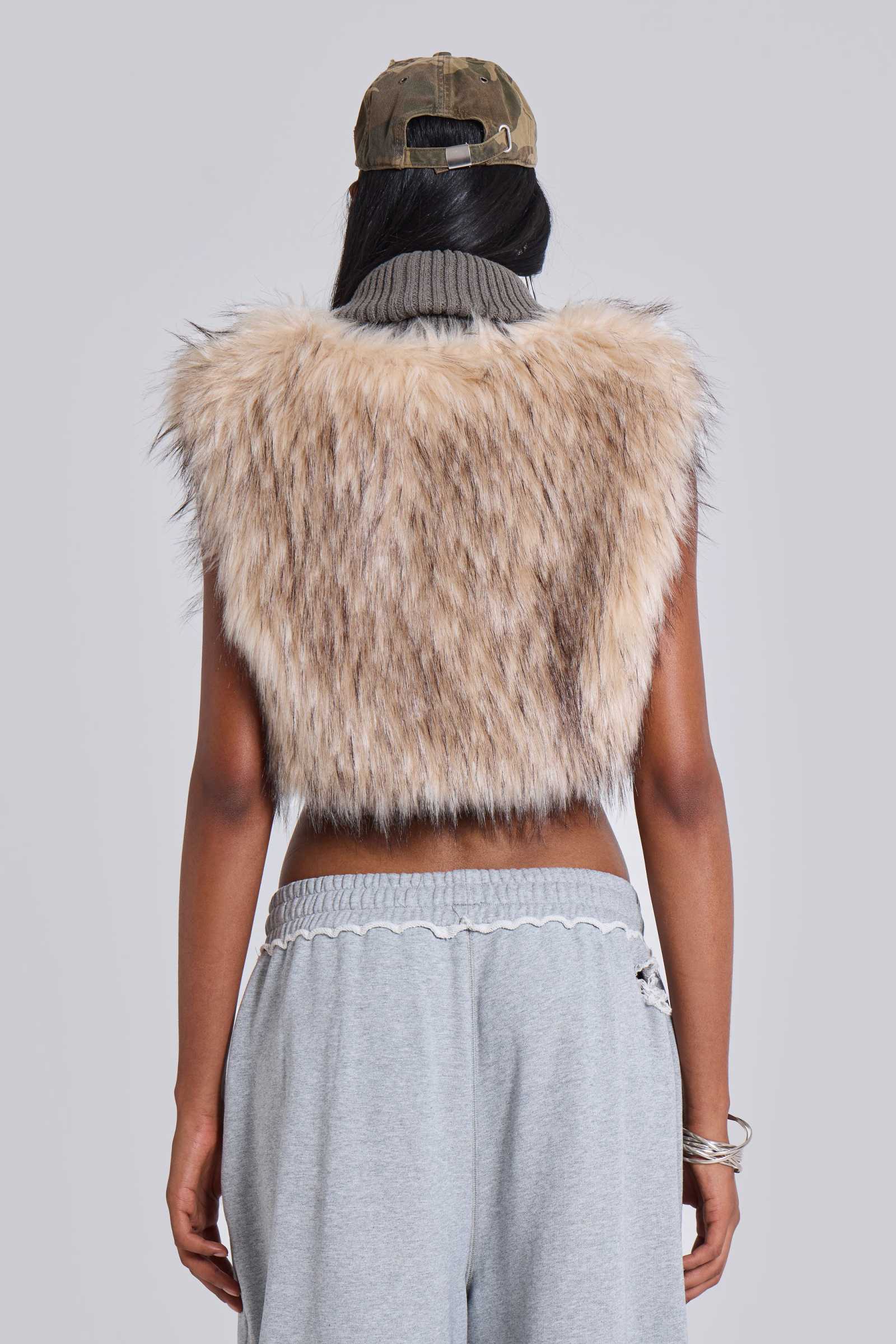 Meka Faux Fur Knit Shrug