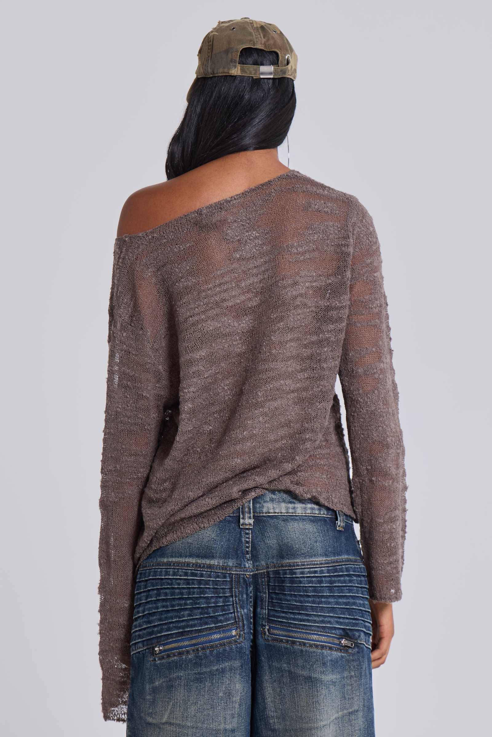 トップス Jaded London Taupstray knit Jaded London Kensu Off-The-Shoulder Knit Top | Urban
