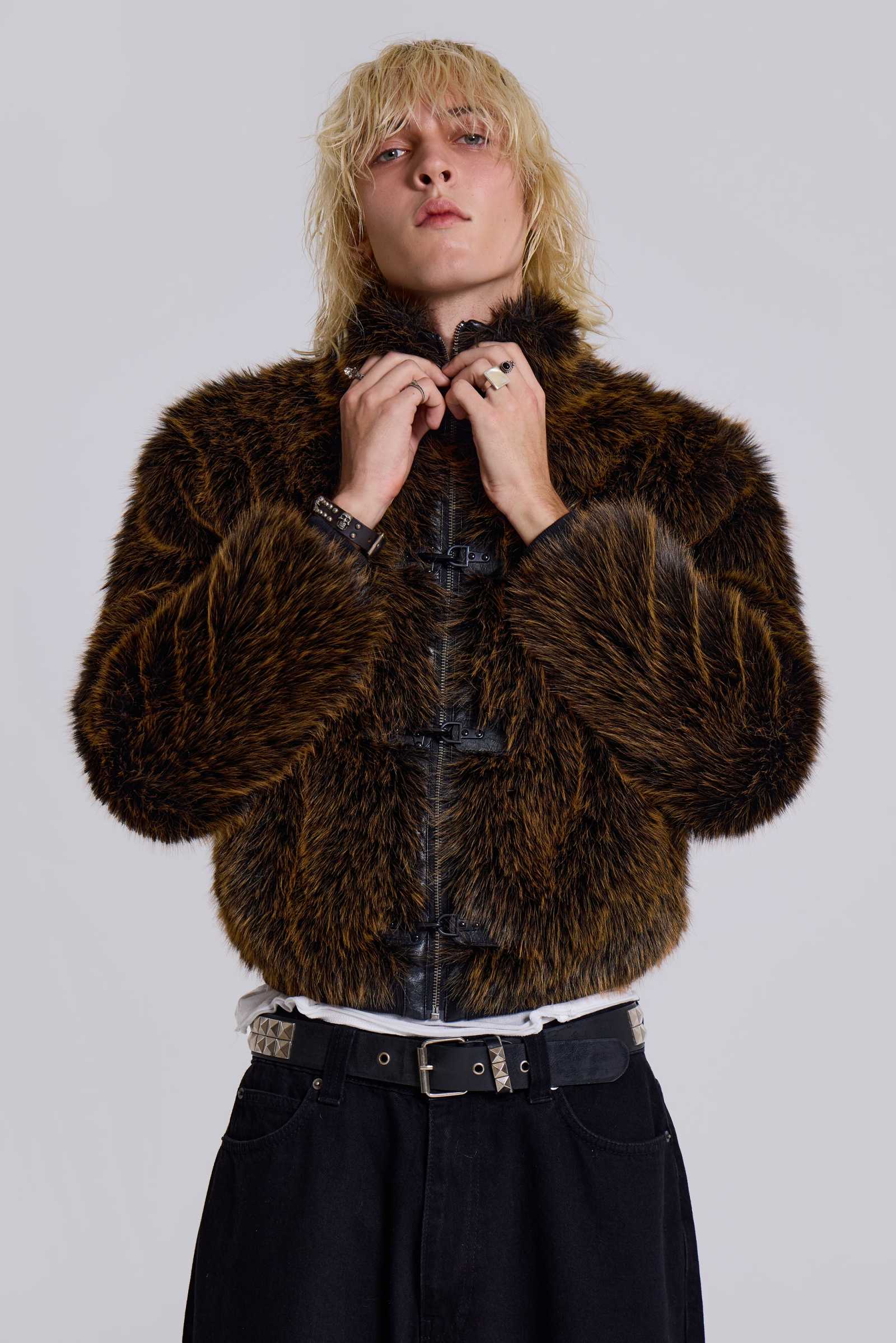 Brown Mendoza Faux Fur Jacket