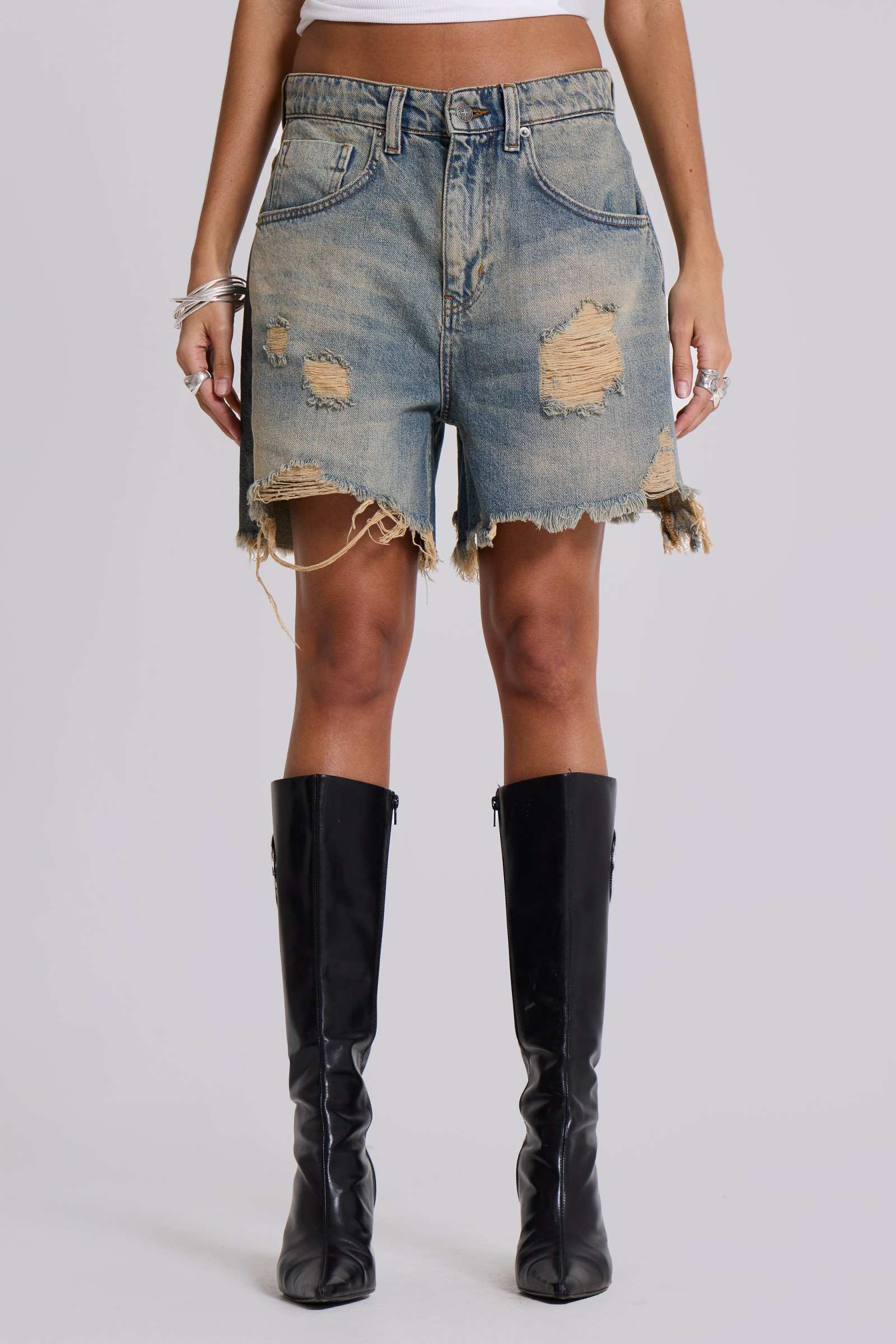Shop Dirty Bleach Revenge Jorts | Jaded London | Clothing