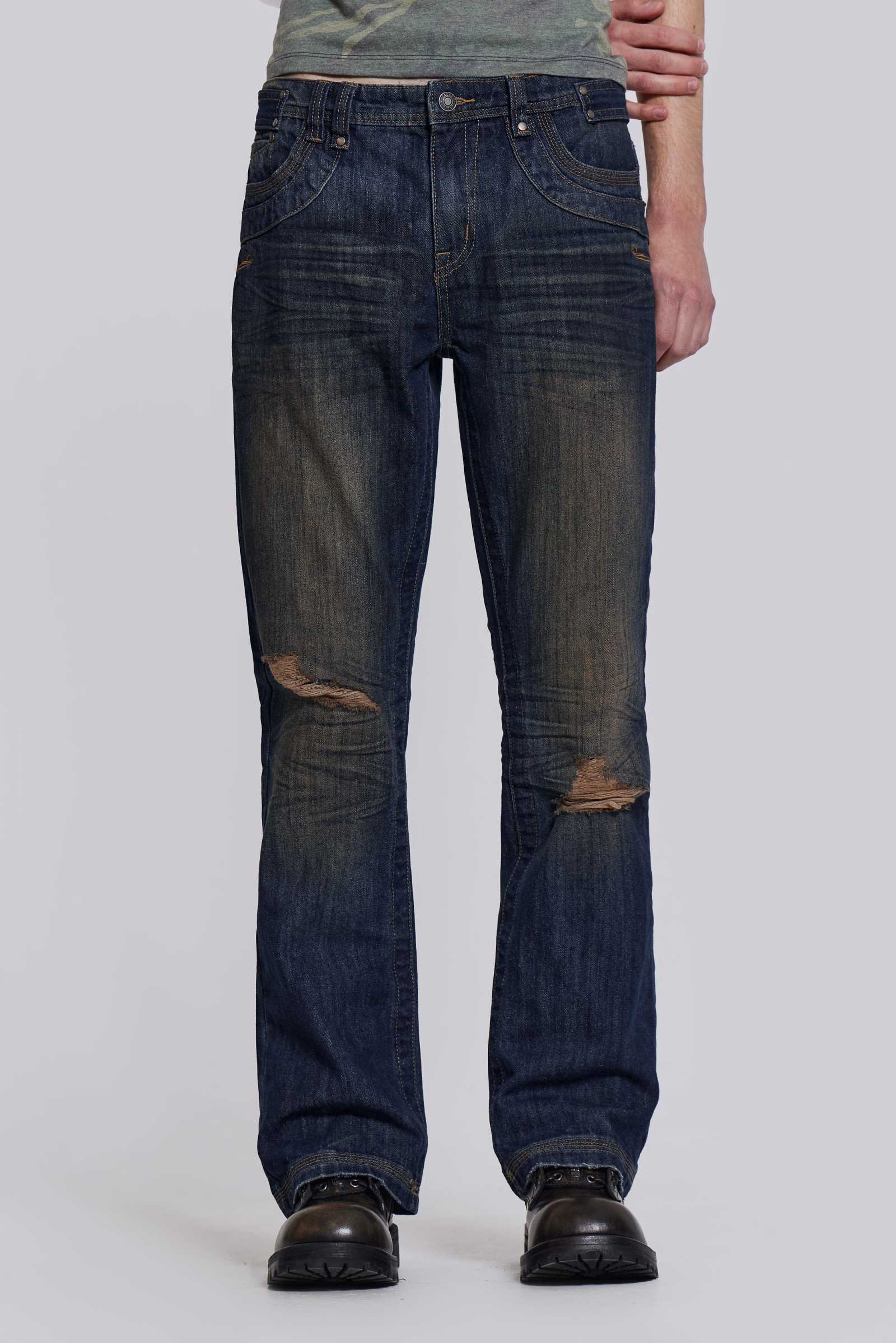 Embroidered Bass Flared Jeans