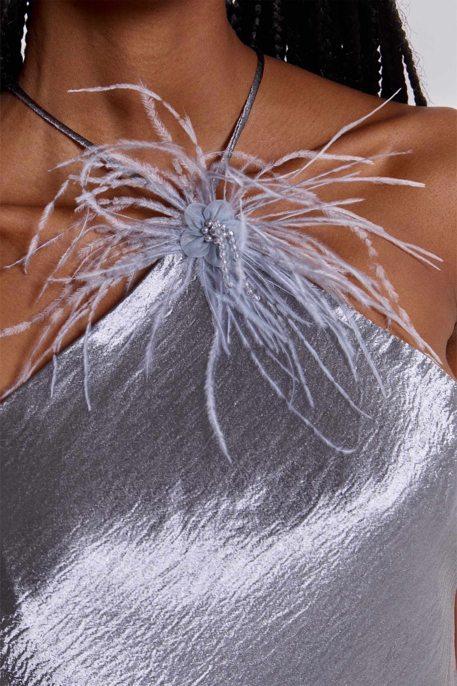 Talassa Maxi Dress with Real Feather