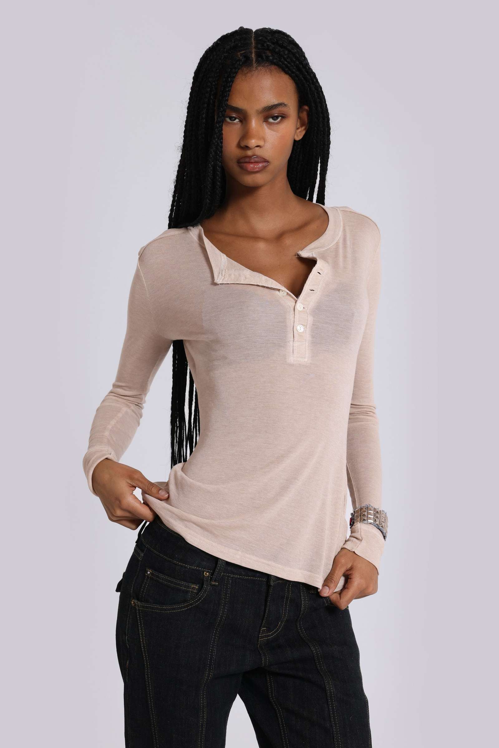 Oatmeal Haze Henley Top