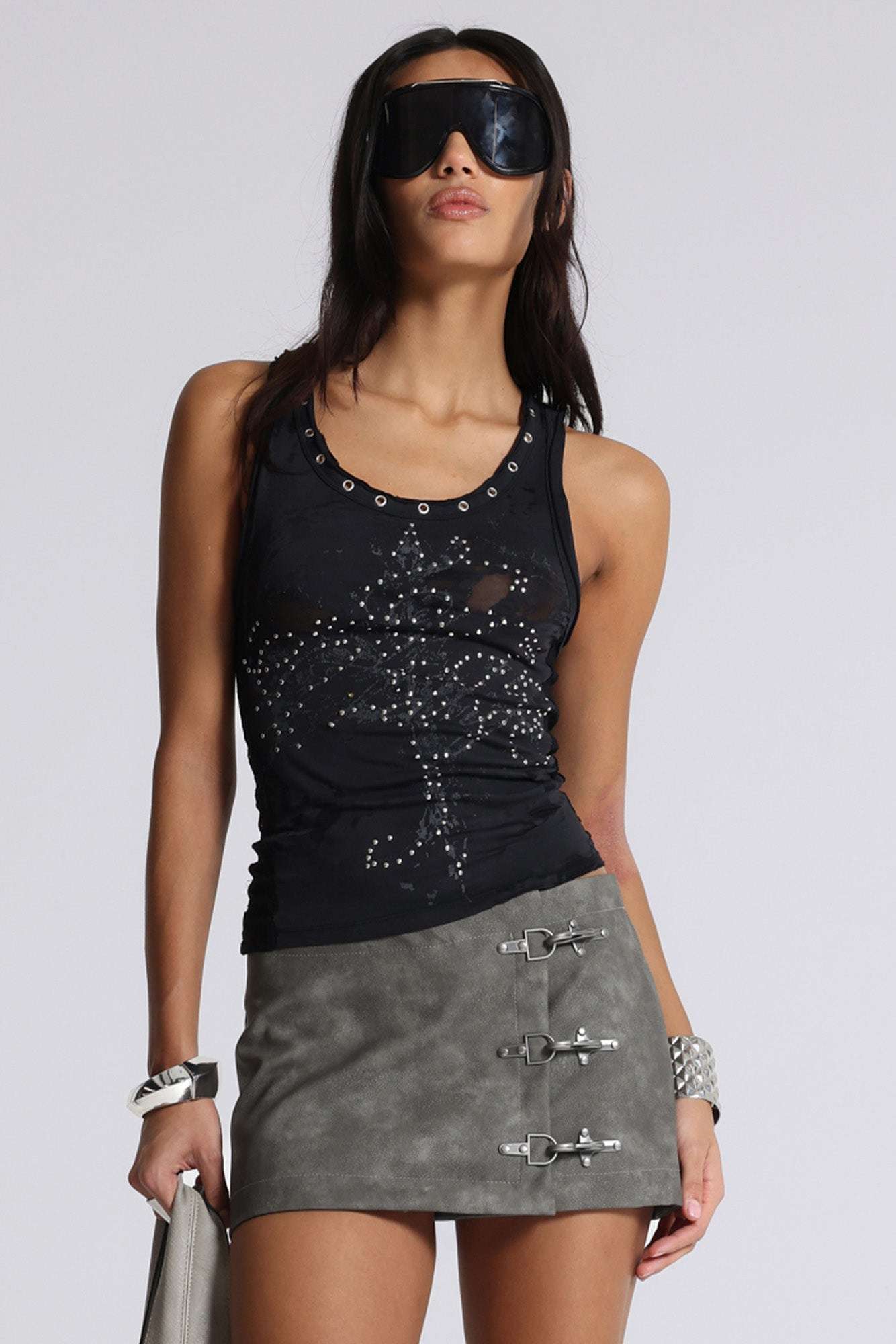 Ramona Burnout Vest Top in Black