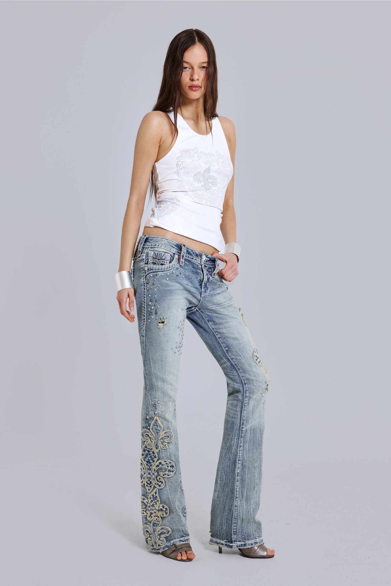 Rock Revival Rhinestone Fleur de Lis Vest Top