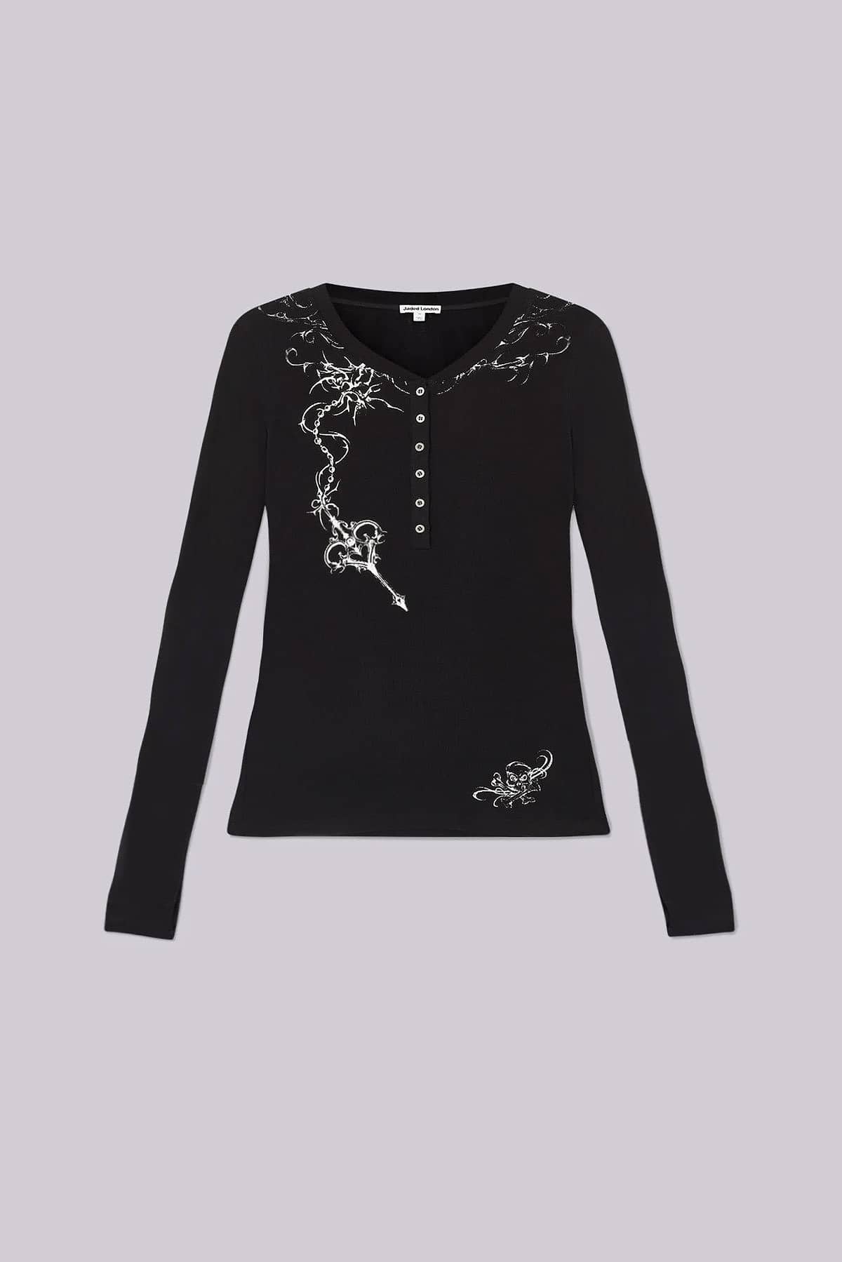 Ines Black Henley Top