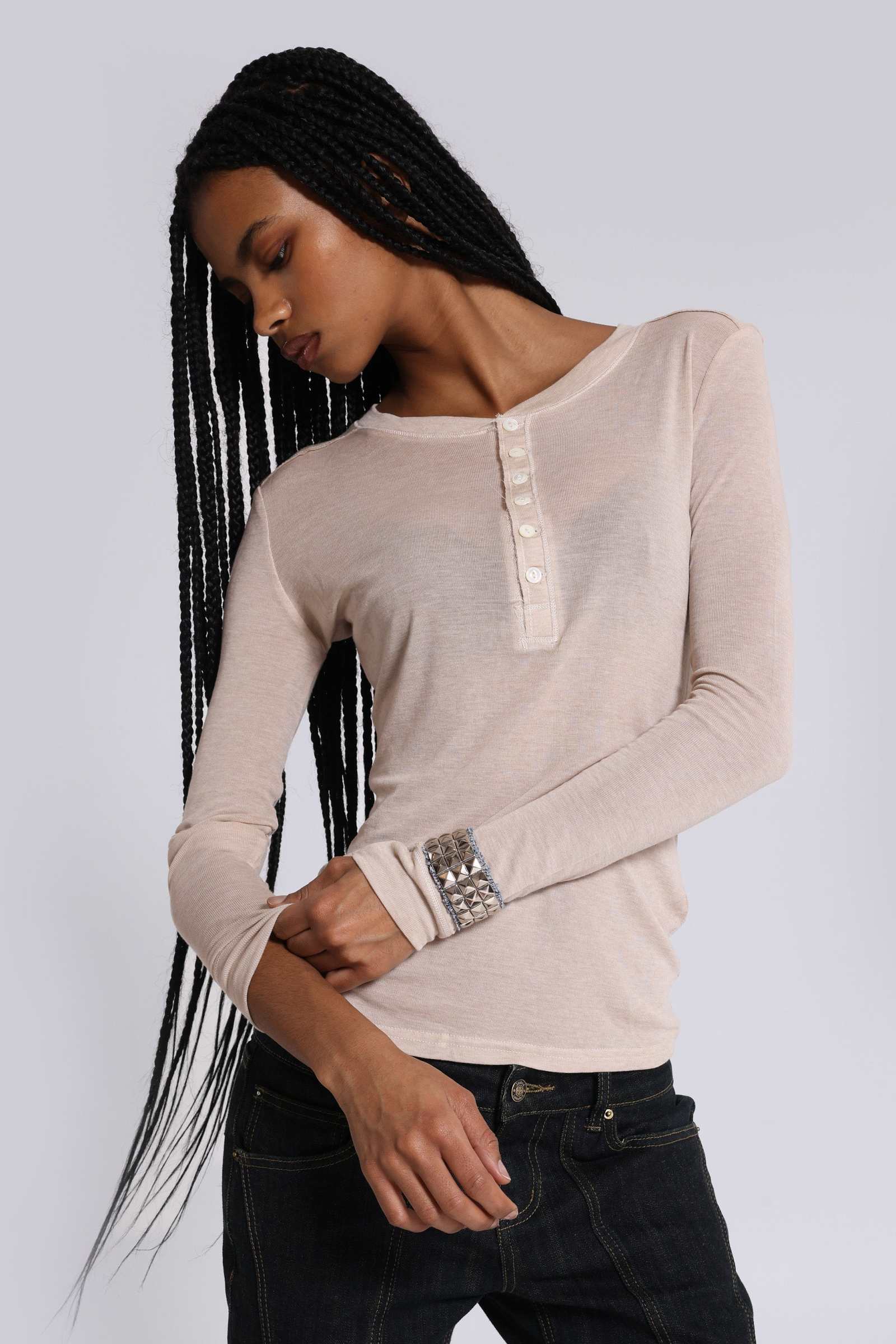 Oatmeal Haze Henley Top