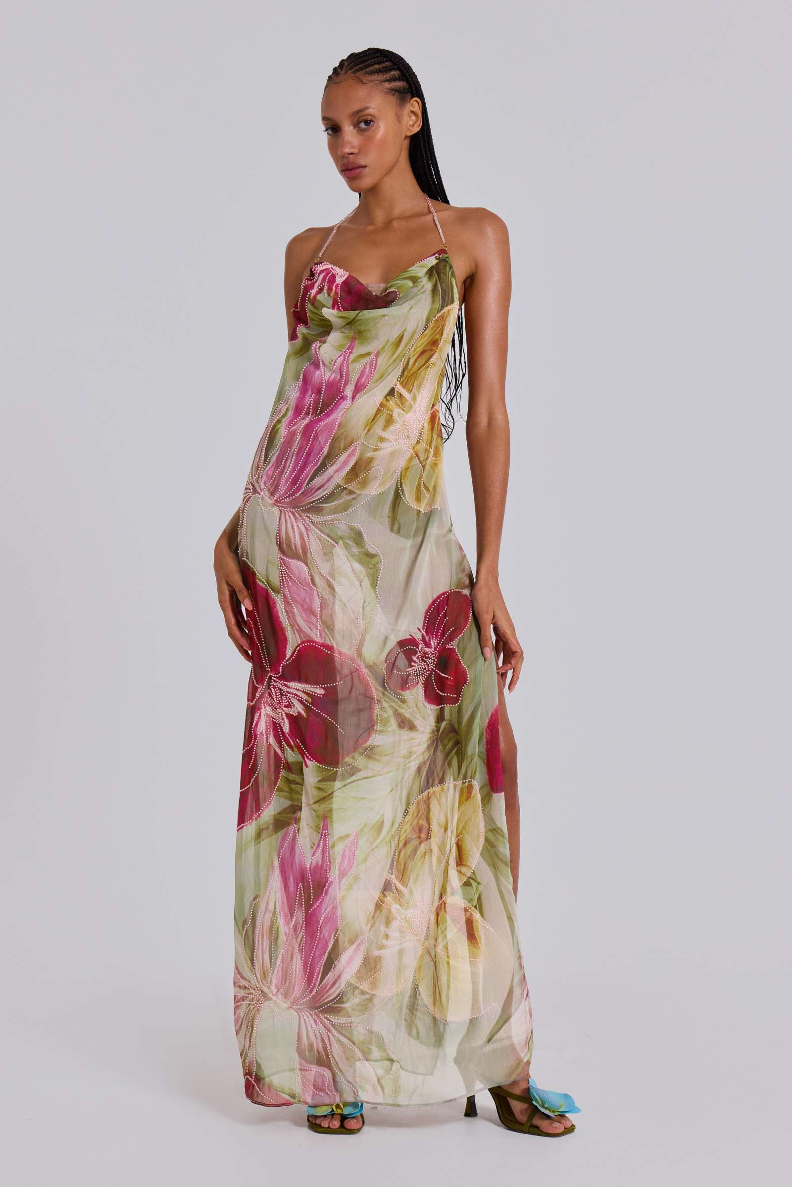 Dahlia Hand-Beaded Backless Chiffon Maxi Dress | Jaded London | Clothing Dahlia Hand-Beaded Backless Chiffon Maxi Dress | Jaded London | Clothing