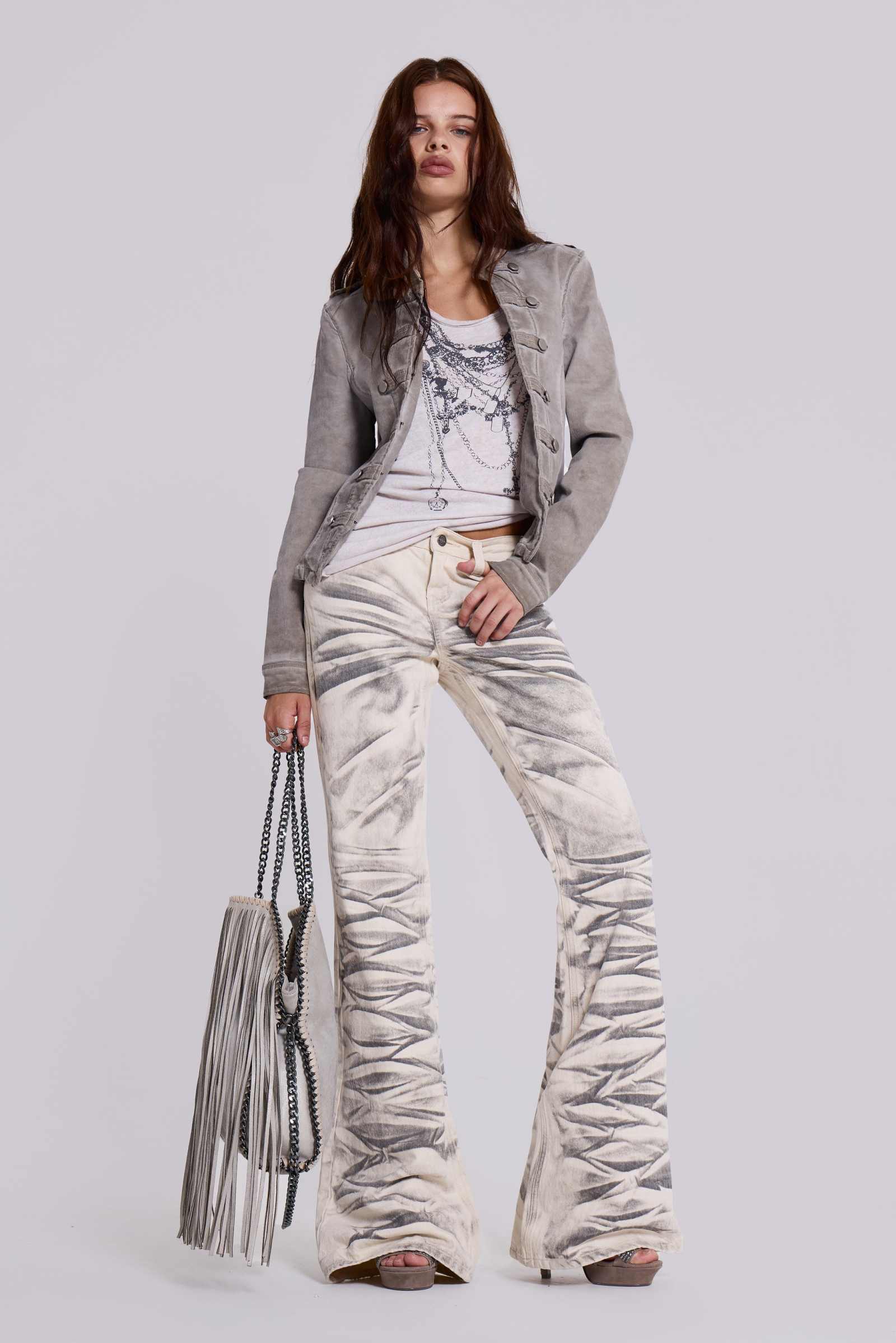 Arctic White Drift Flared Jeans