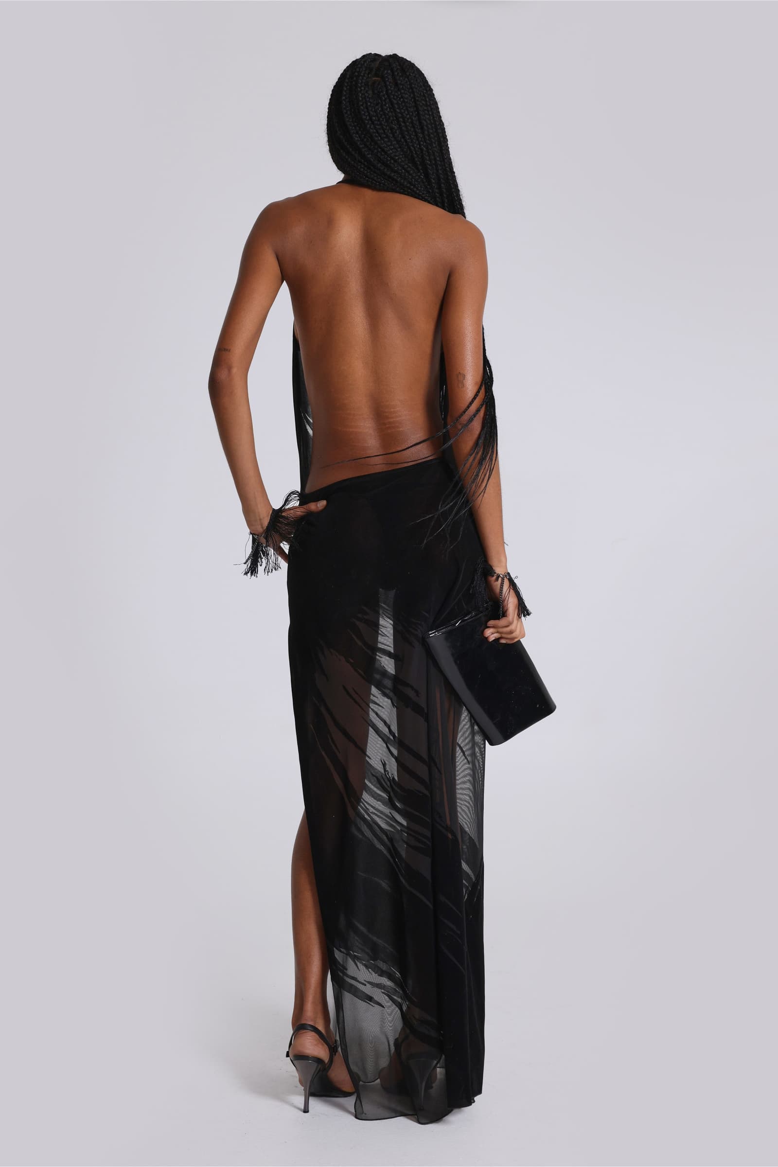 Norelle Flocked Backless Maxi Dress