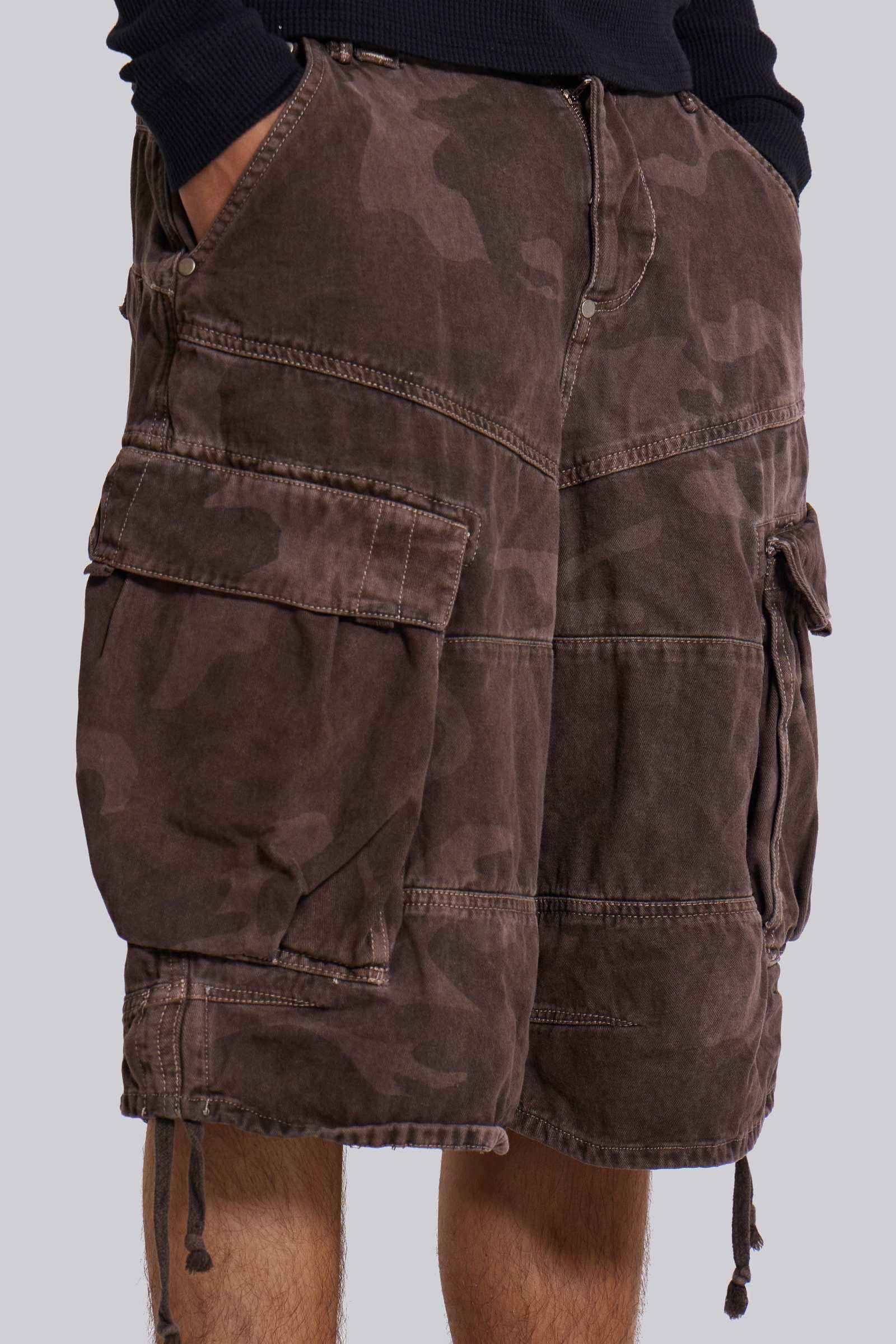 Cadet Brown Camo Baggy Shorts