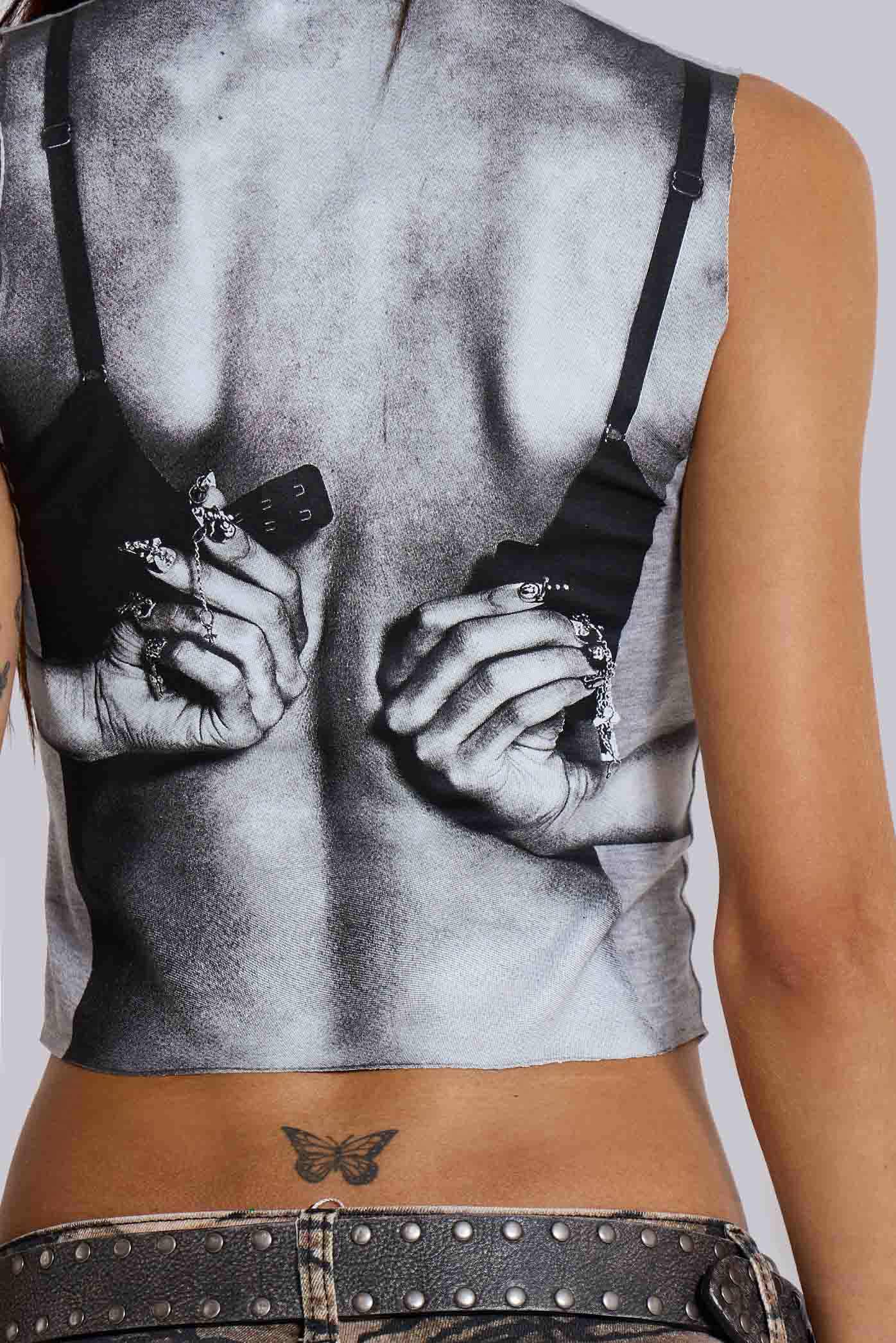 Back Bra Illusion Print Tank