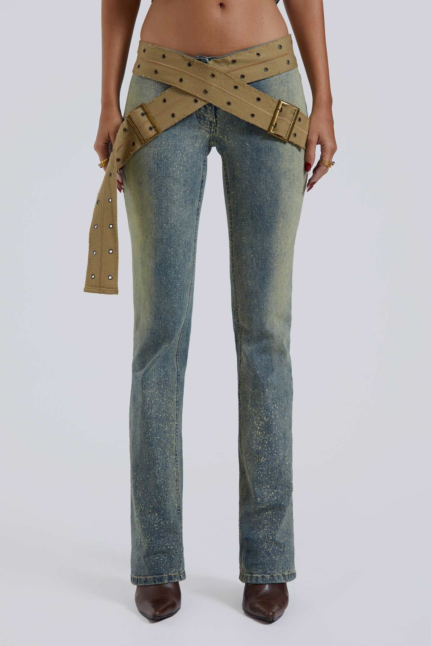 Strap Up Stonewash Jeans