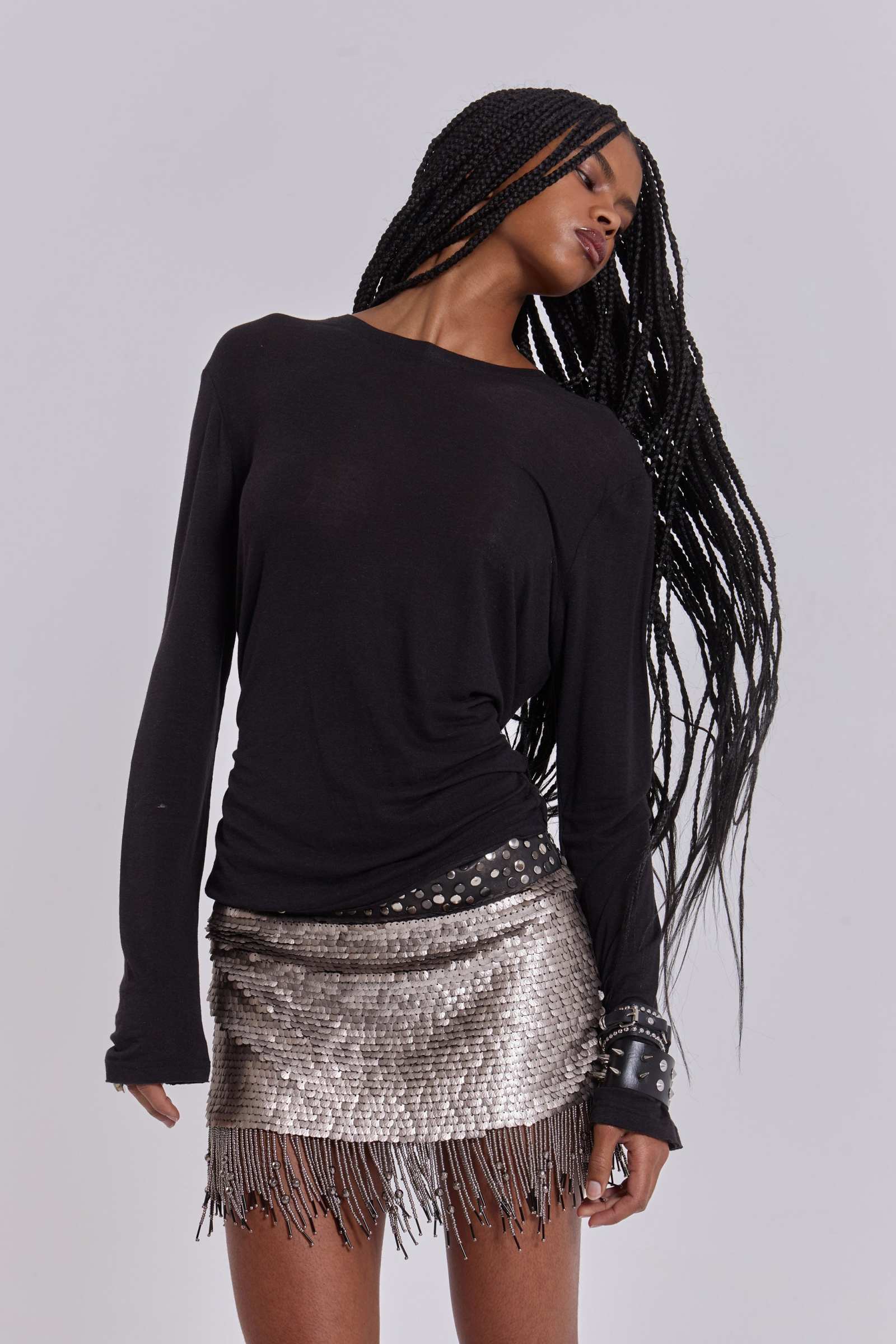 Leva Sequin Beaded Mini Skirt