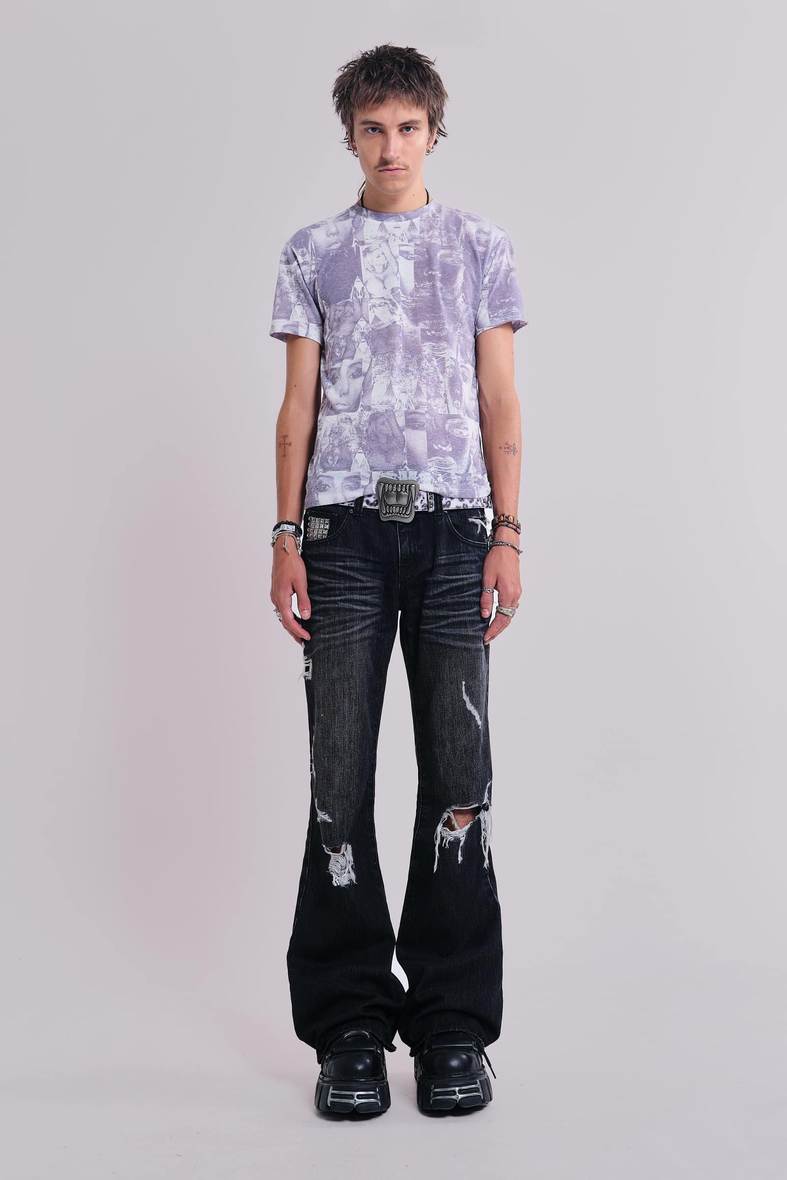 【JADED LONDON】送料関税込み Black Cross Stud Drift ジーンズ Black Cross Stud Drift Jeans | Jaded London | Clothing