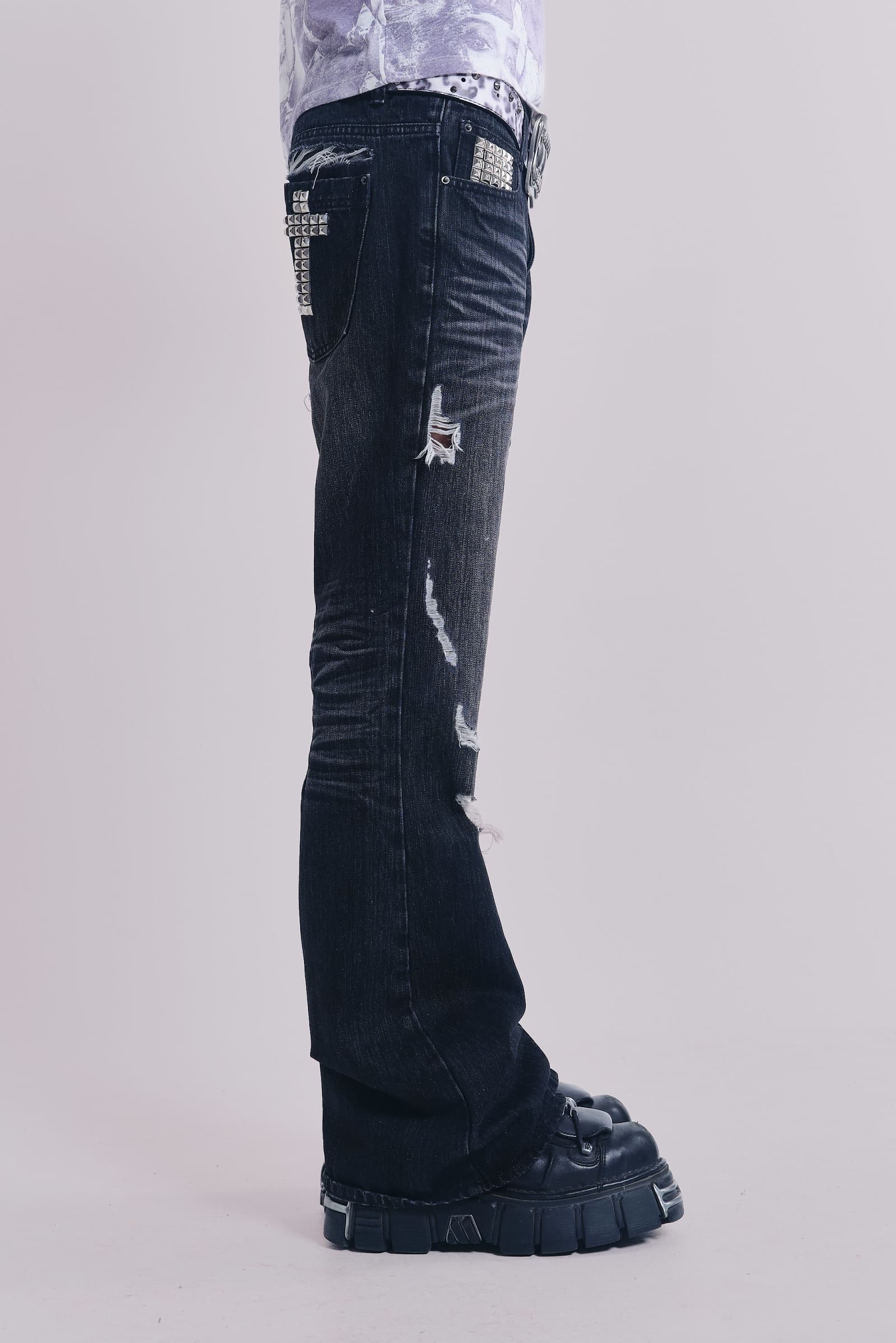 【JADED LONDON】送料関税込み Black Cross Stud Drift ジーンズ Black Cross Stud Drift Jeans | Jaded London | Clothing
