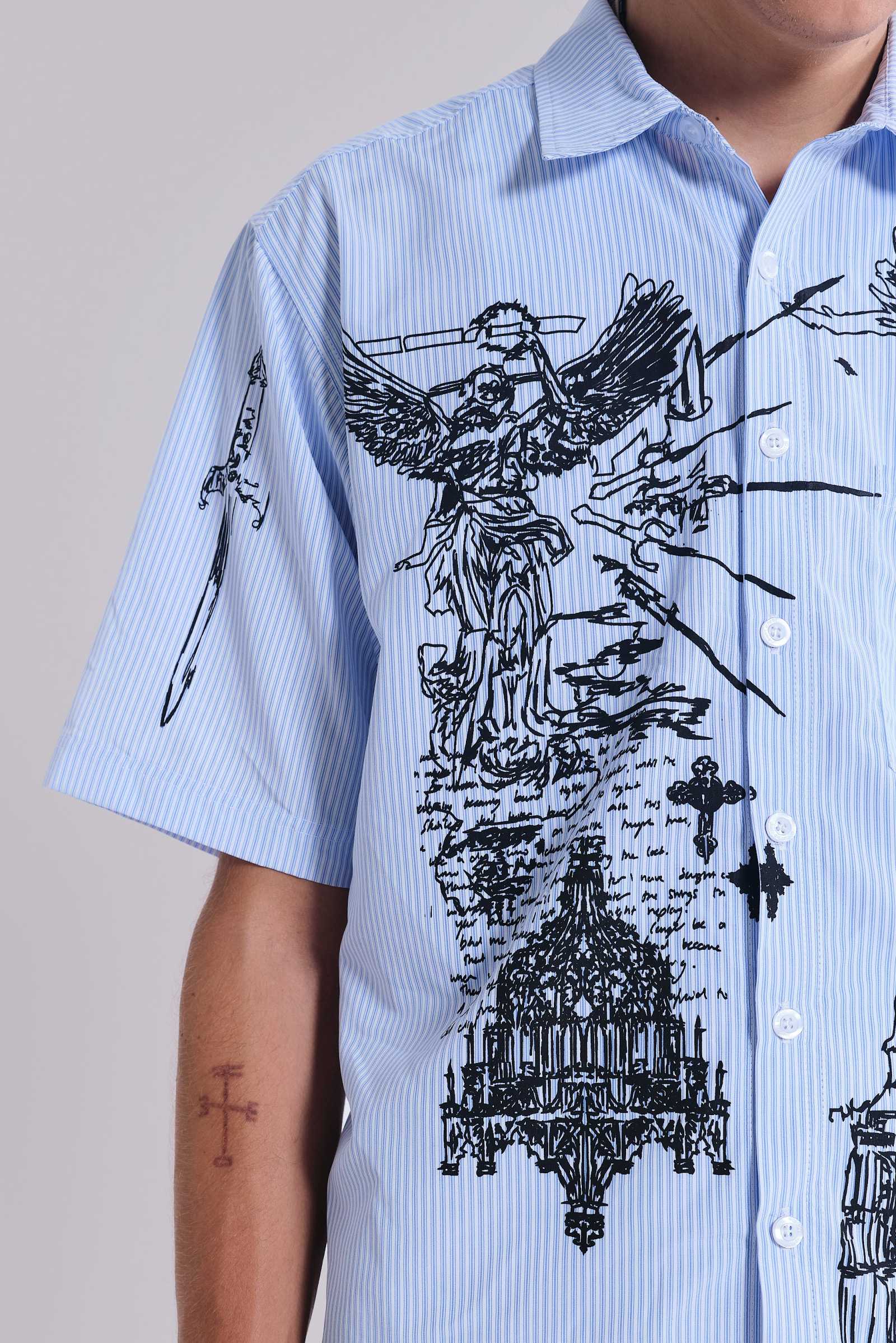 【JADED LONDON】Script Pinstripe Shirt 送料・関税込み Script Pinstripe Shirt | Jaded London | Clothing