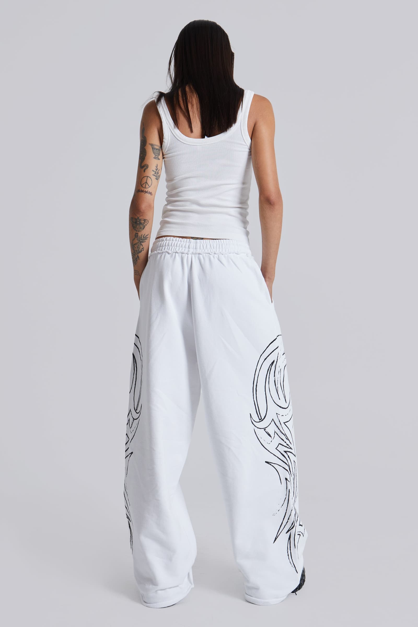 White Baggy Blade Joggers