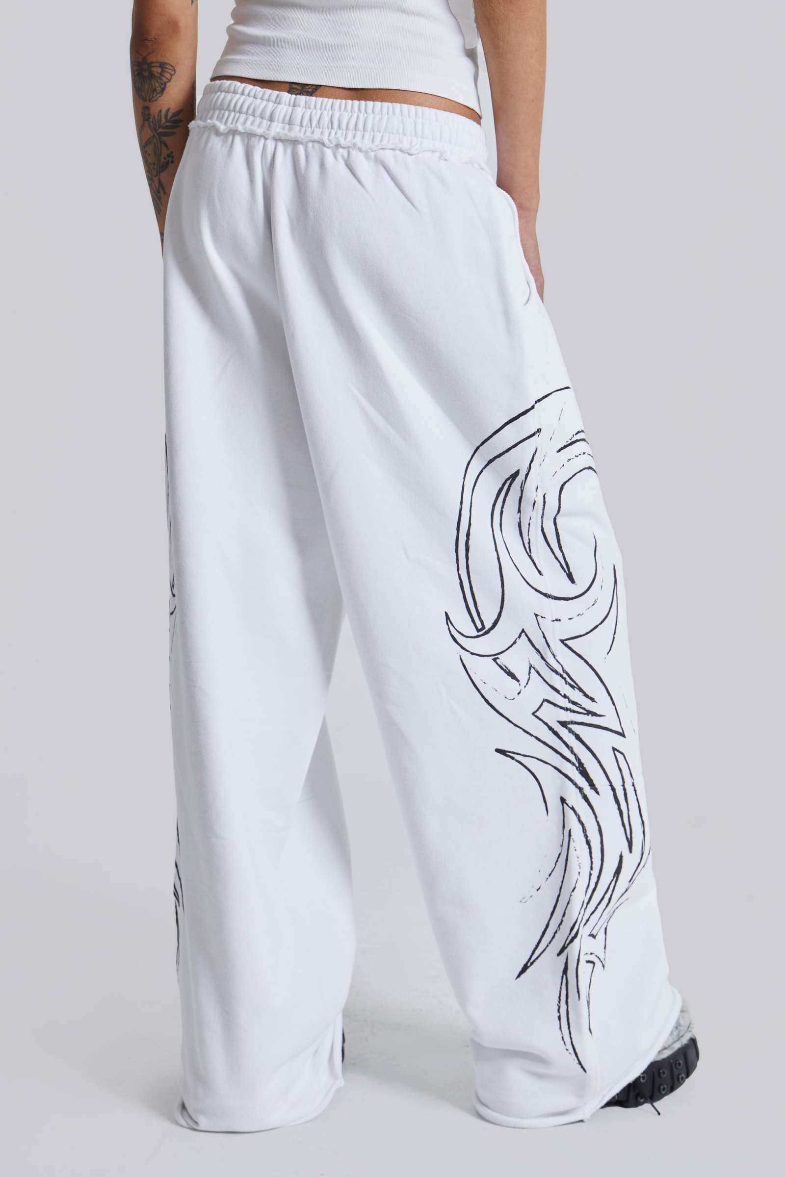 White Baggy Blade Joggers