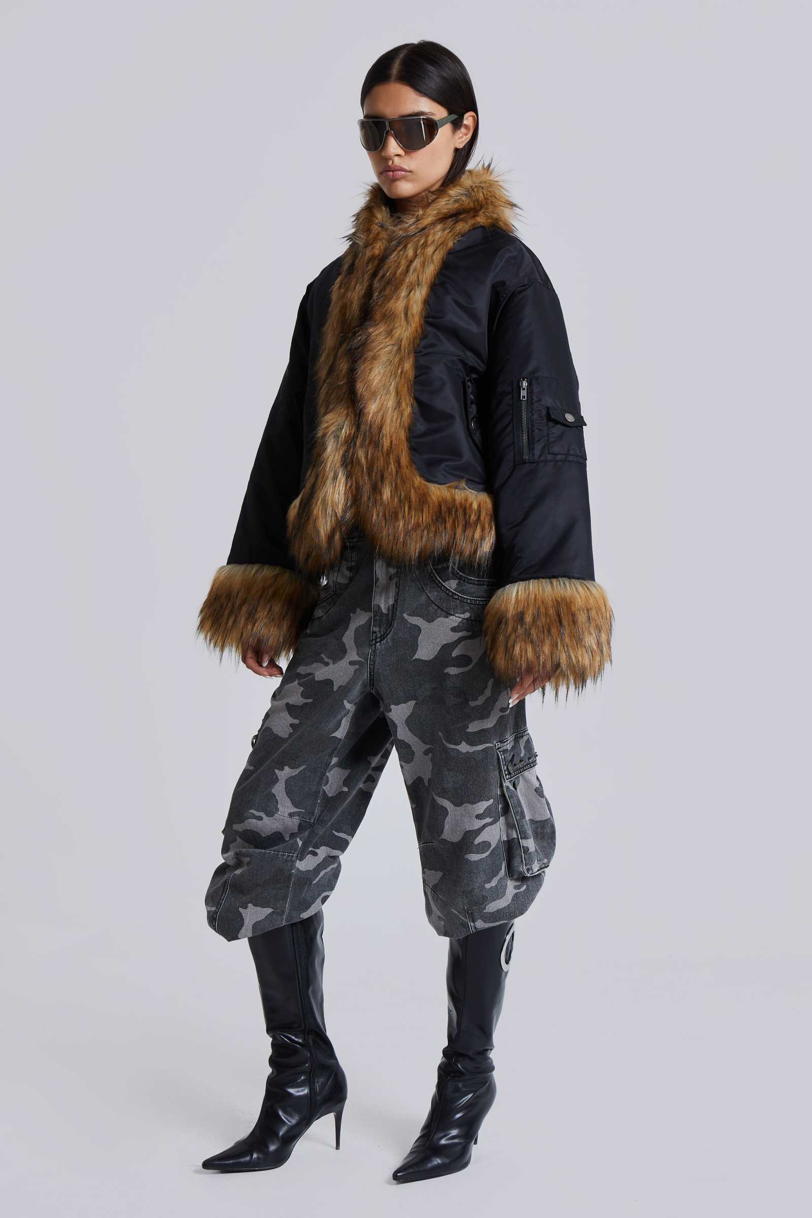 Washed Black Trooper Camo Cargo Pant