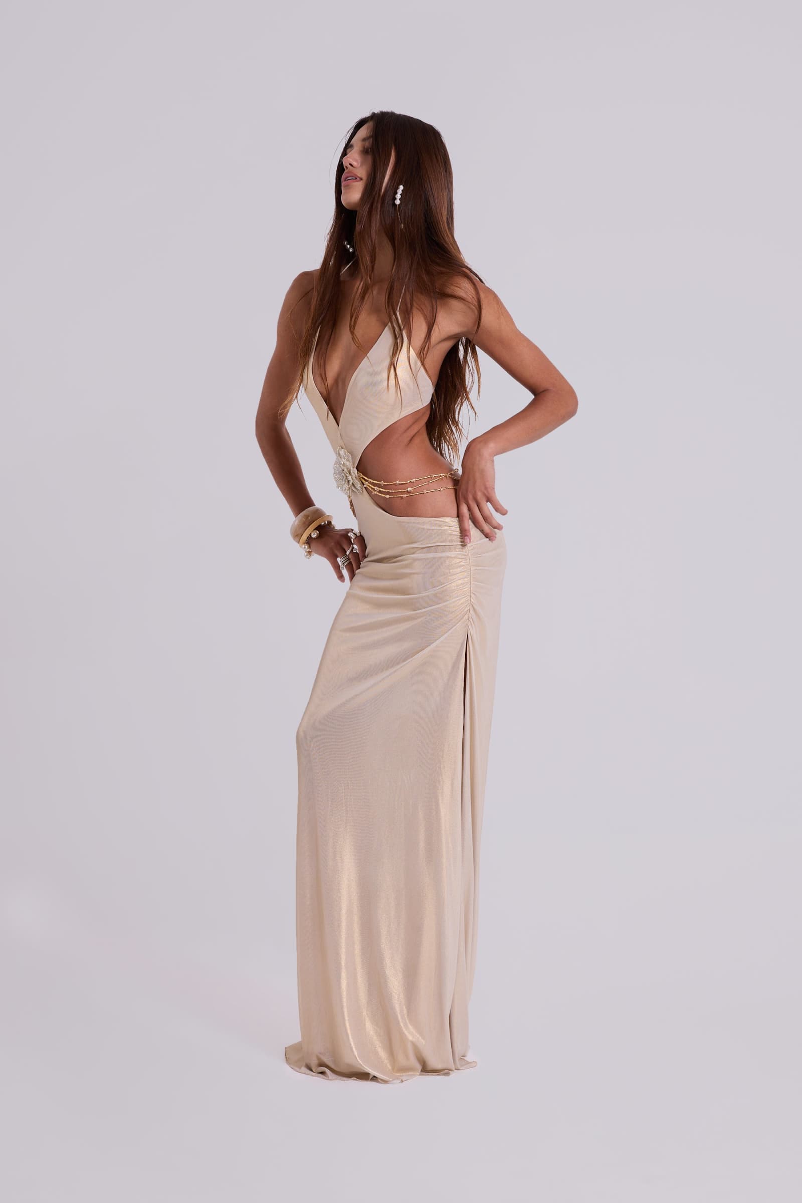 Vida Backless Maxi Dress in Gold | Jaded London | Clothing Vida Backless Maxi Dress in Gold | Jaded London | Clothing