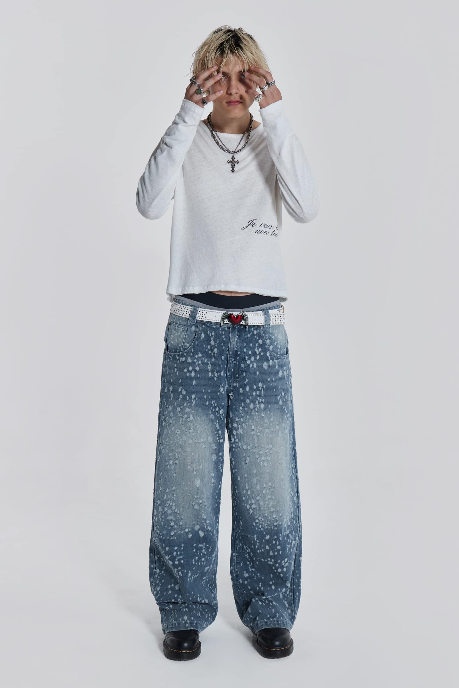 Mid Blue Shredded Colossus Jeans
