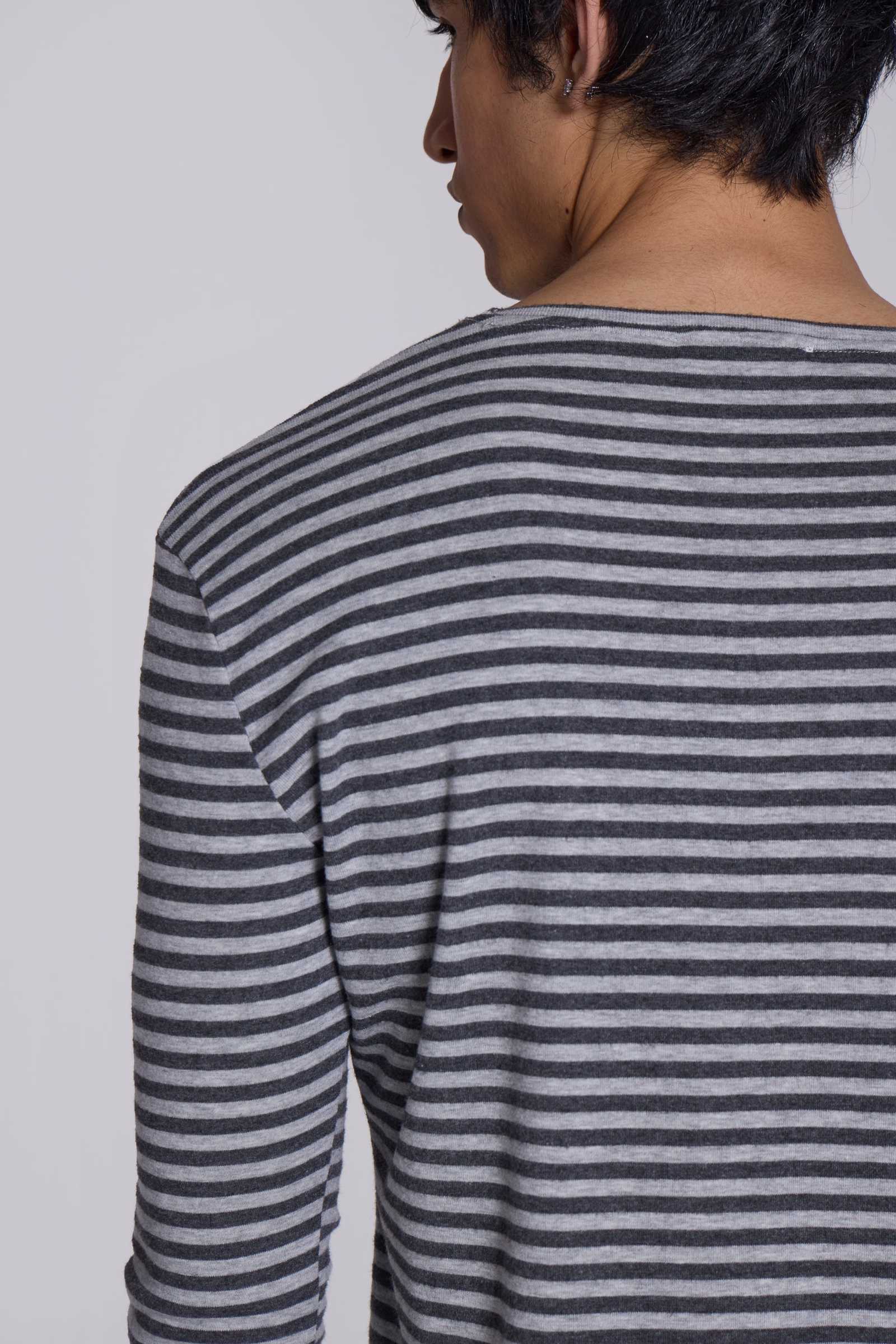 Grey Stripe Mist Long Sleeve Top