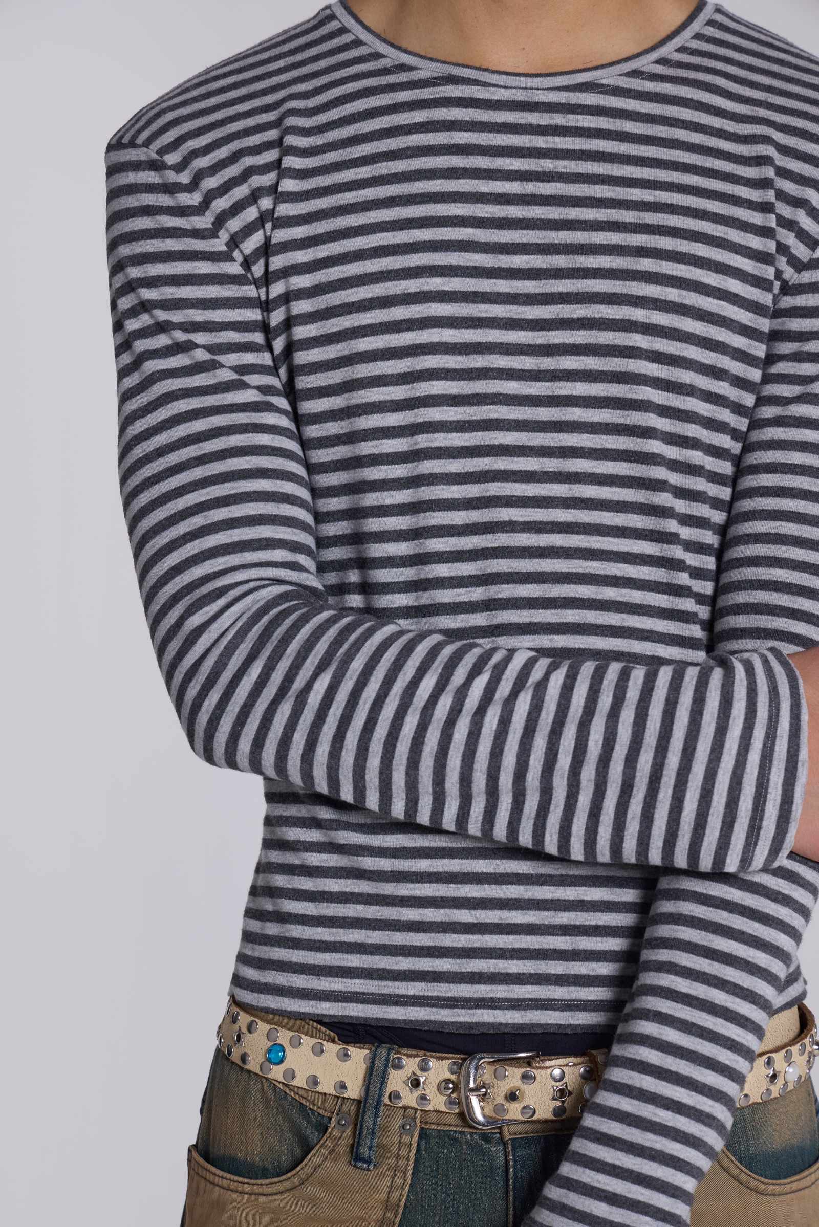 Grey Stripe Mist Long Sleeve Top