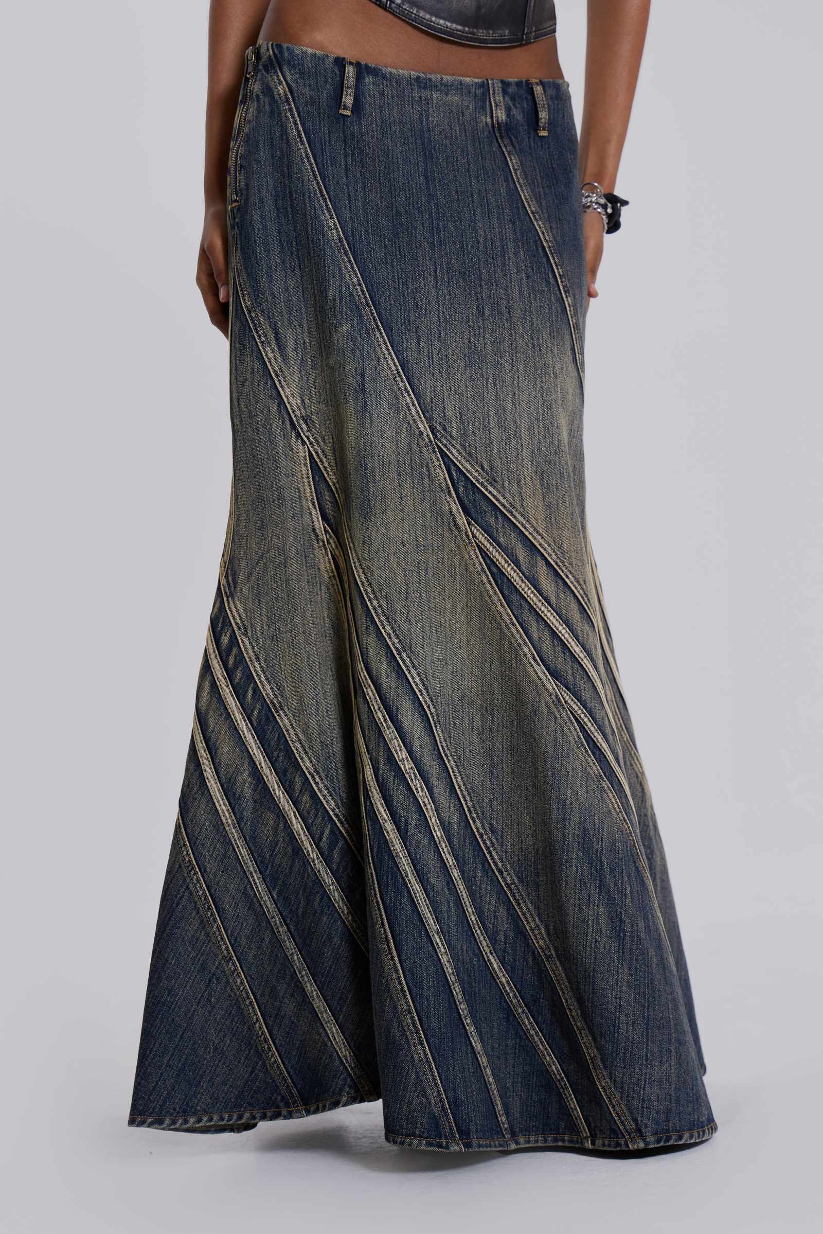Celadon Denim Maxi Skirt