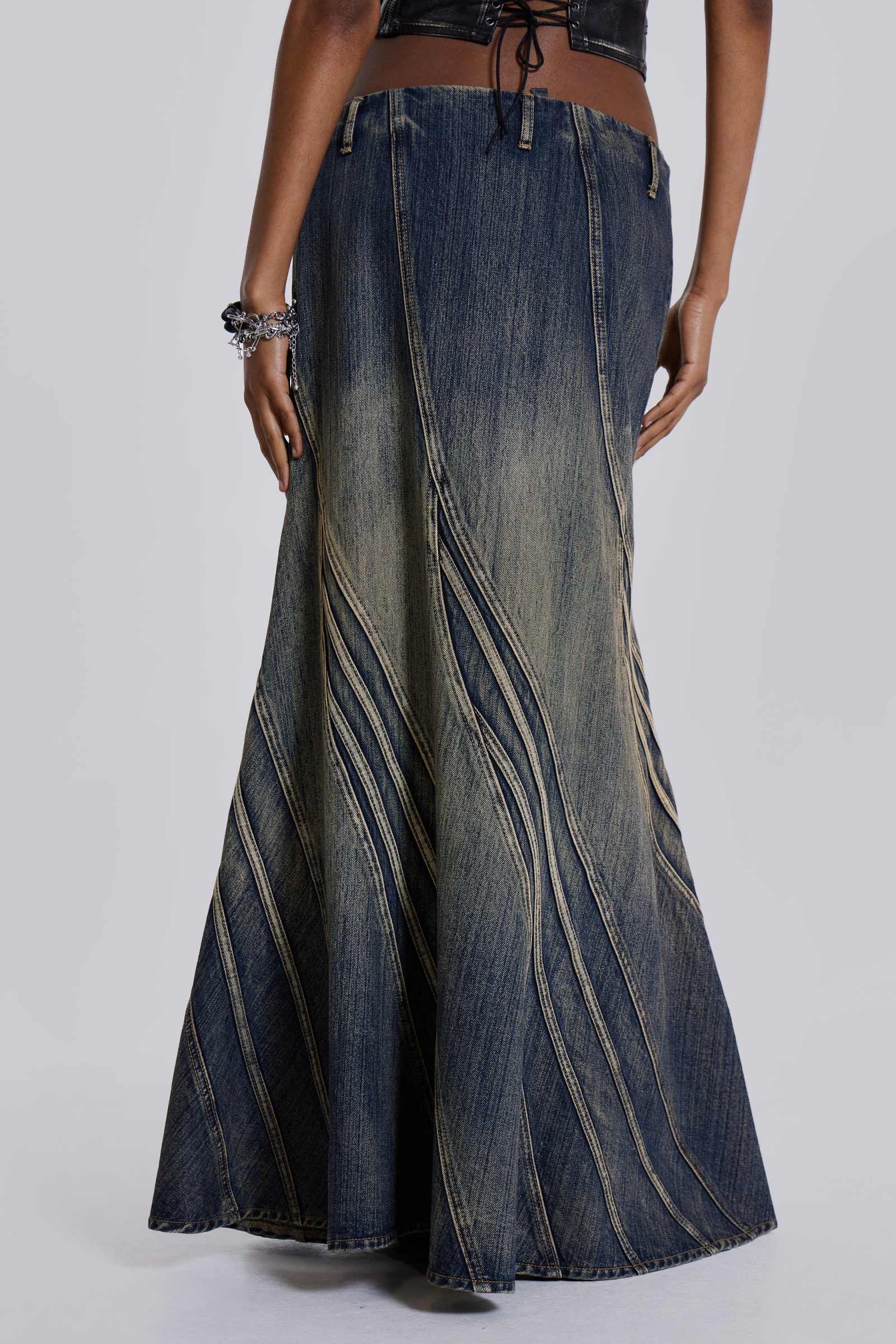 Celadon Denim Maxi Skirt