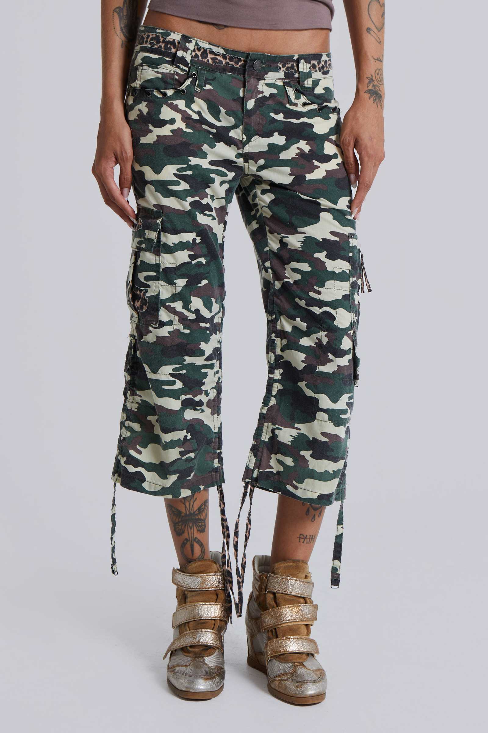 Stella Camo Leopard Cargo Capri Trousers Jaded London Clothing