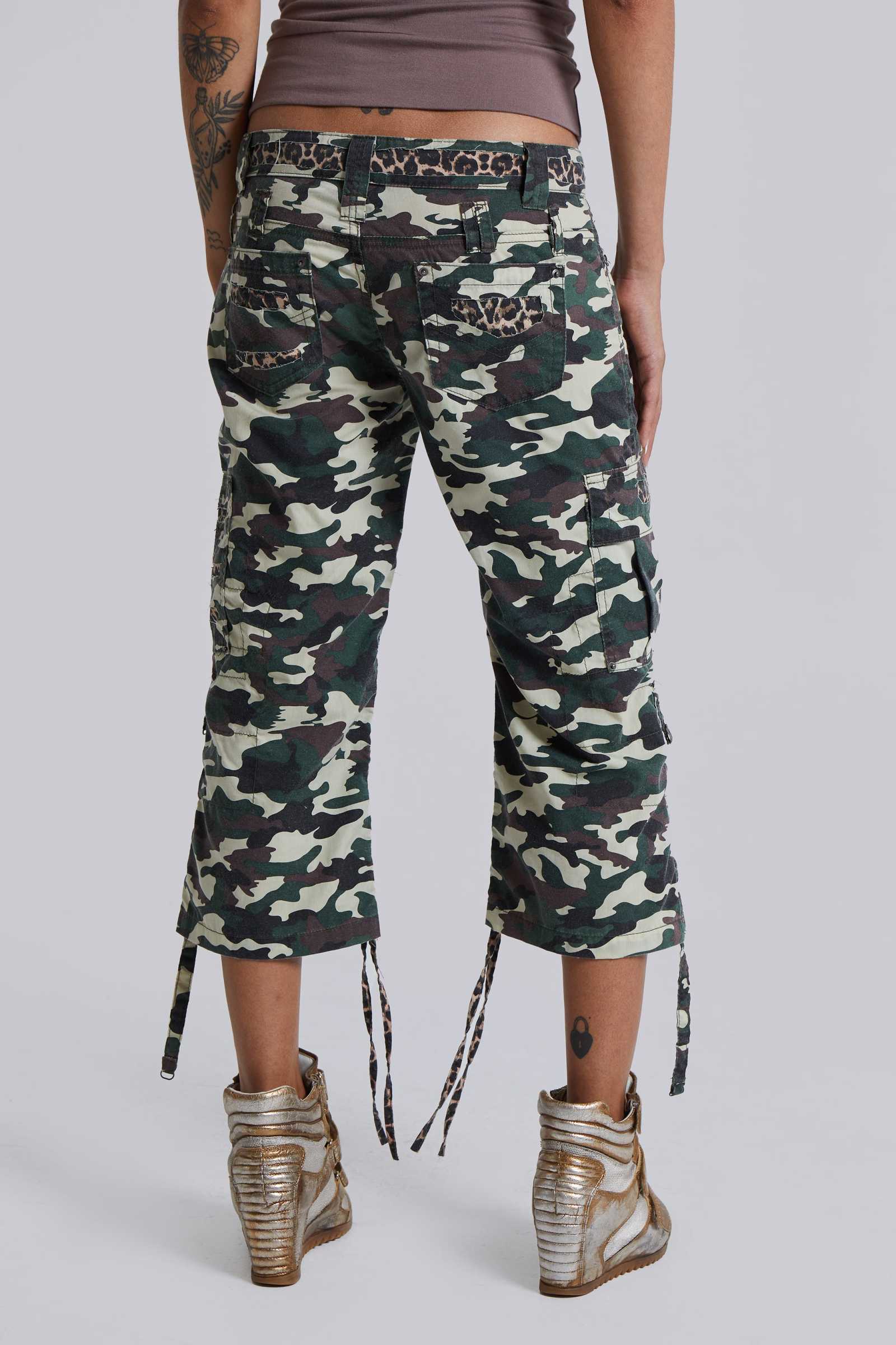 Stella Camo Leopard Cargo Capri Trousers Jaded London Clothing