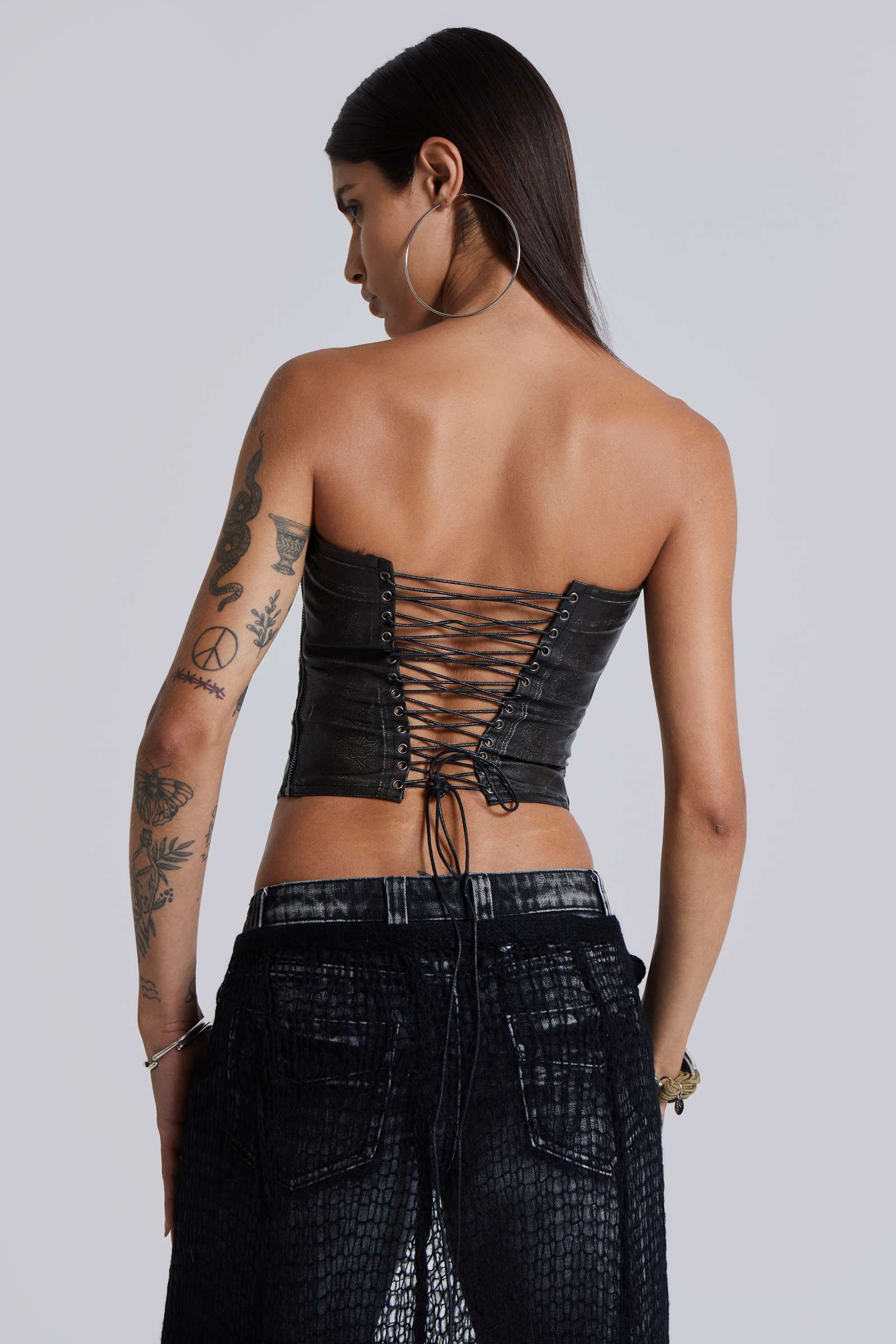 Jaded London Ash Faux Leather Corset Top | Urban Outfitters