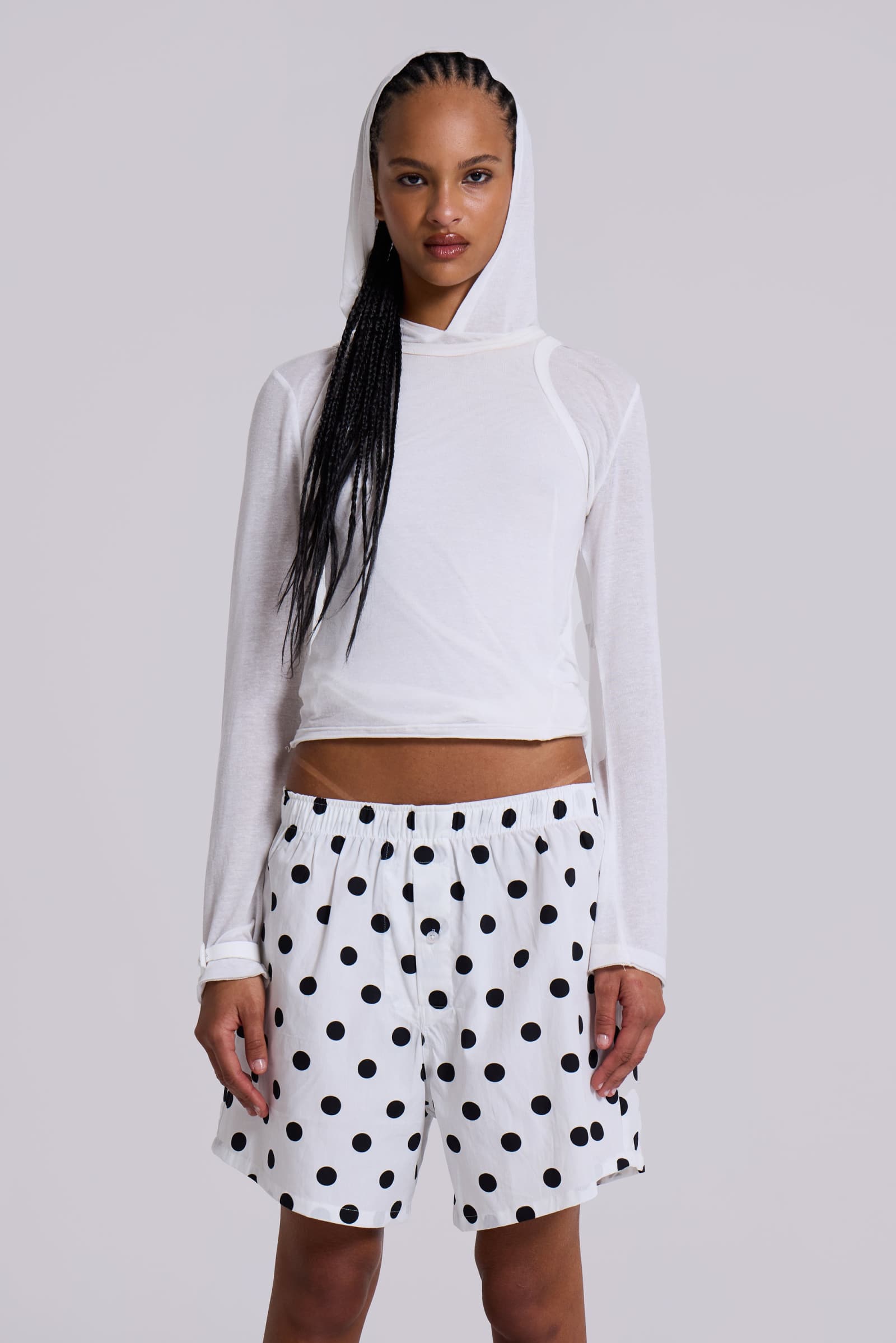 White Polka Boxers