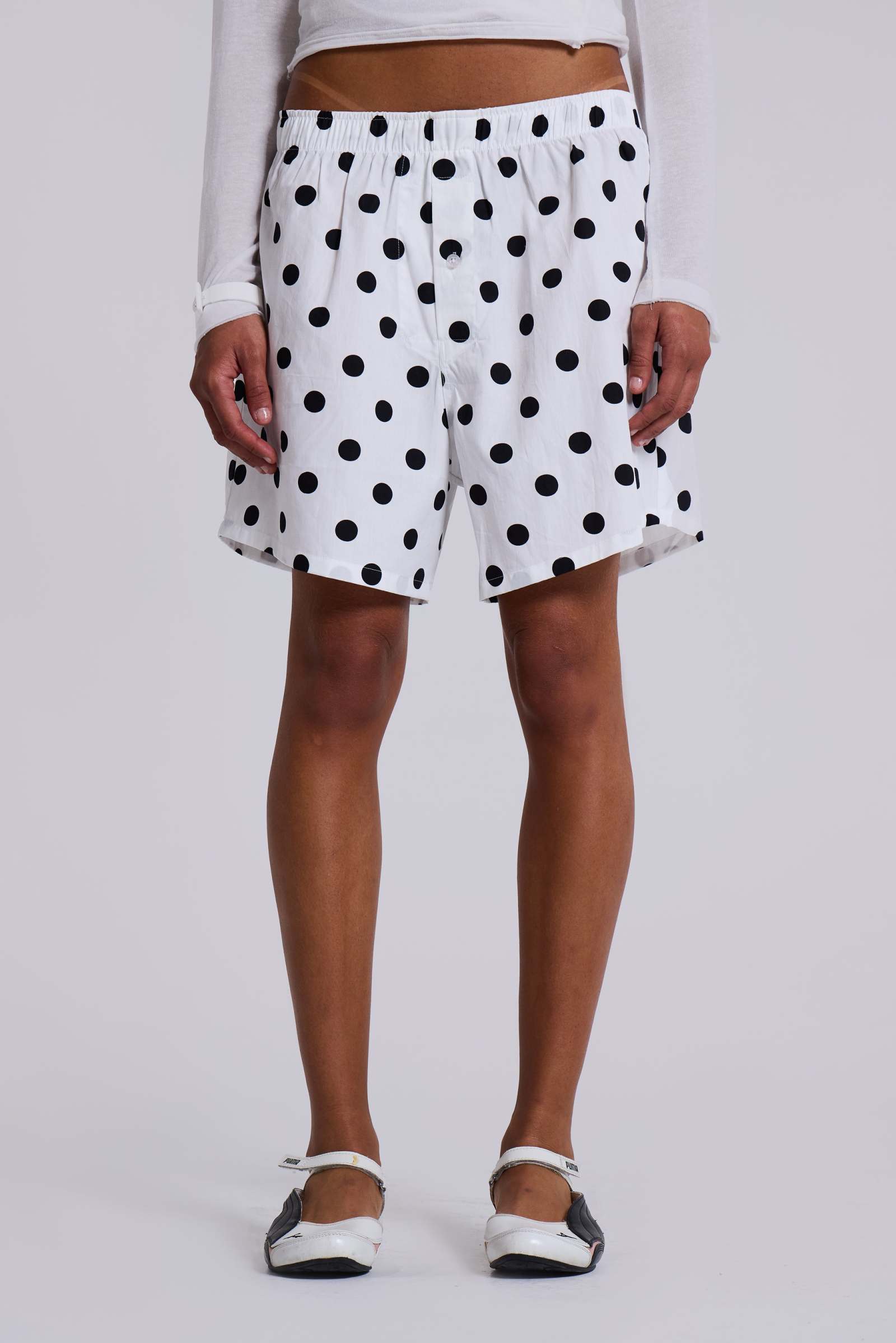 White Polka Boxers