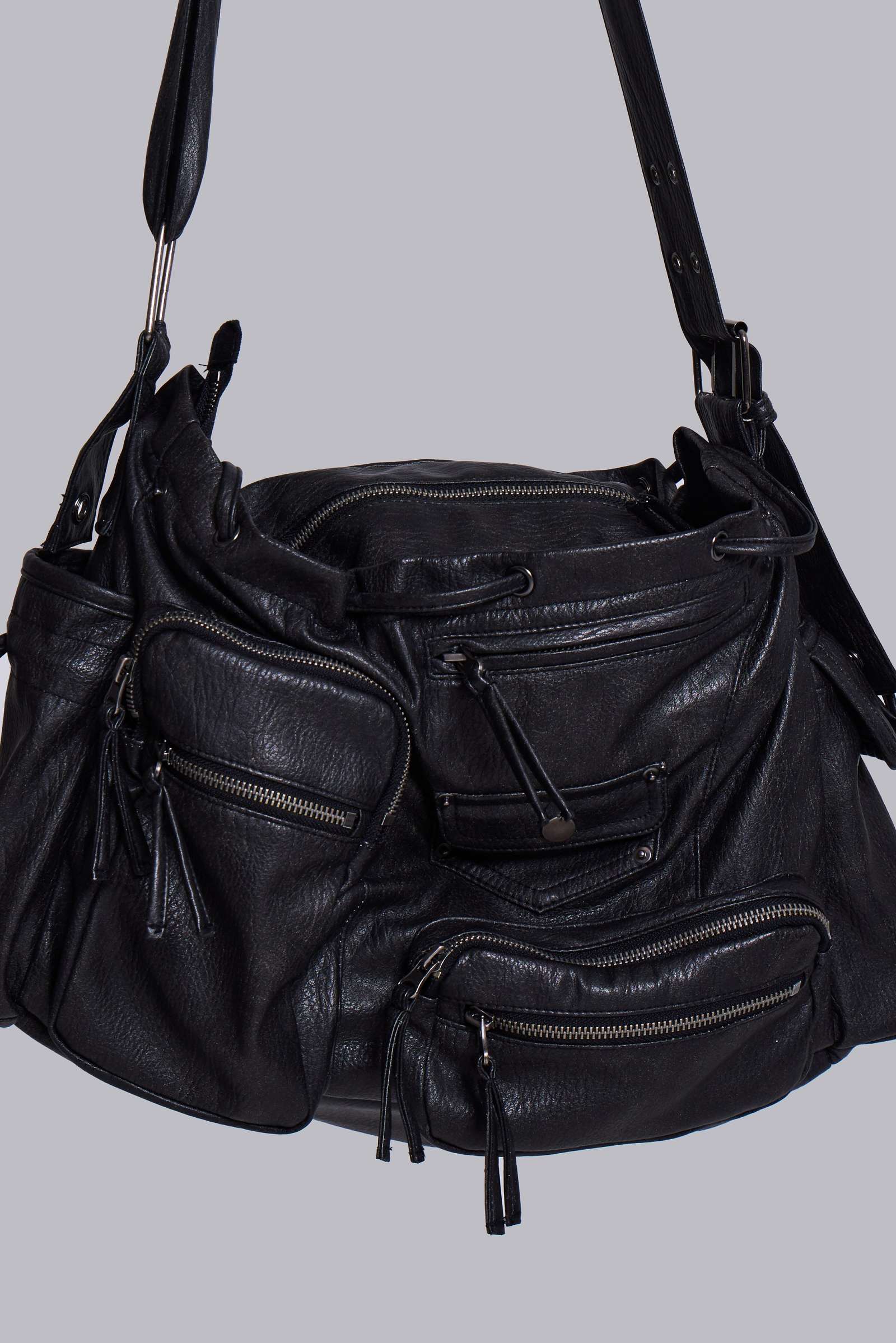 Faux Leather Utility Satchel