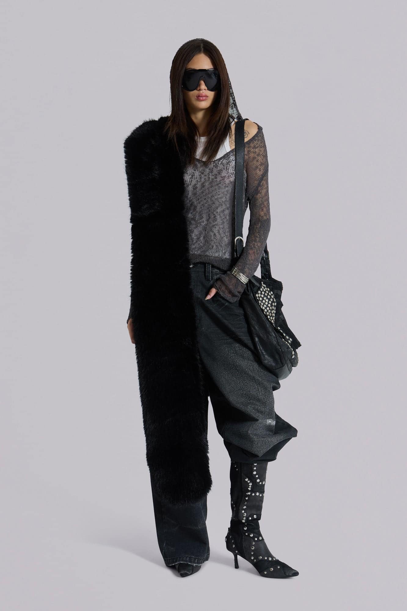 Black Cara Faux Fur Scarf