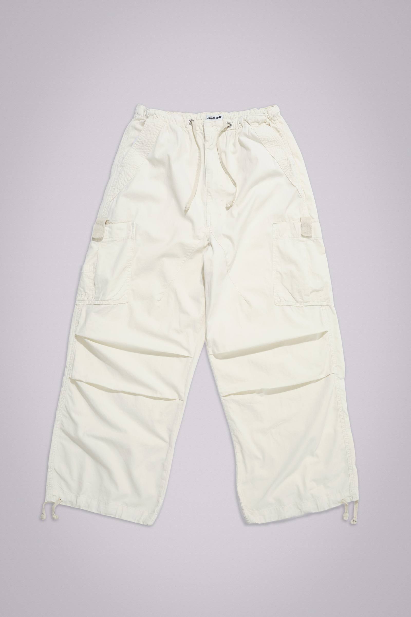 Ecru Parachute Cargo Pants