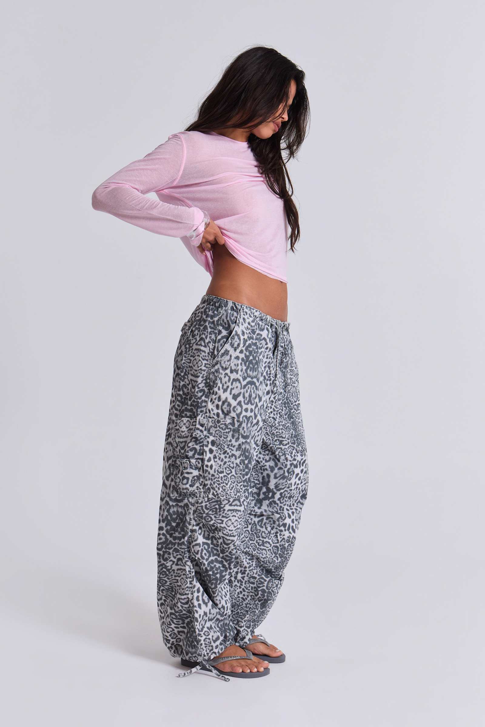Snow Leopard Parachute Pants