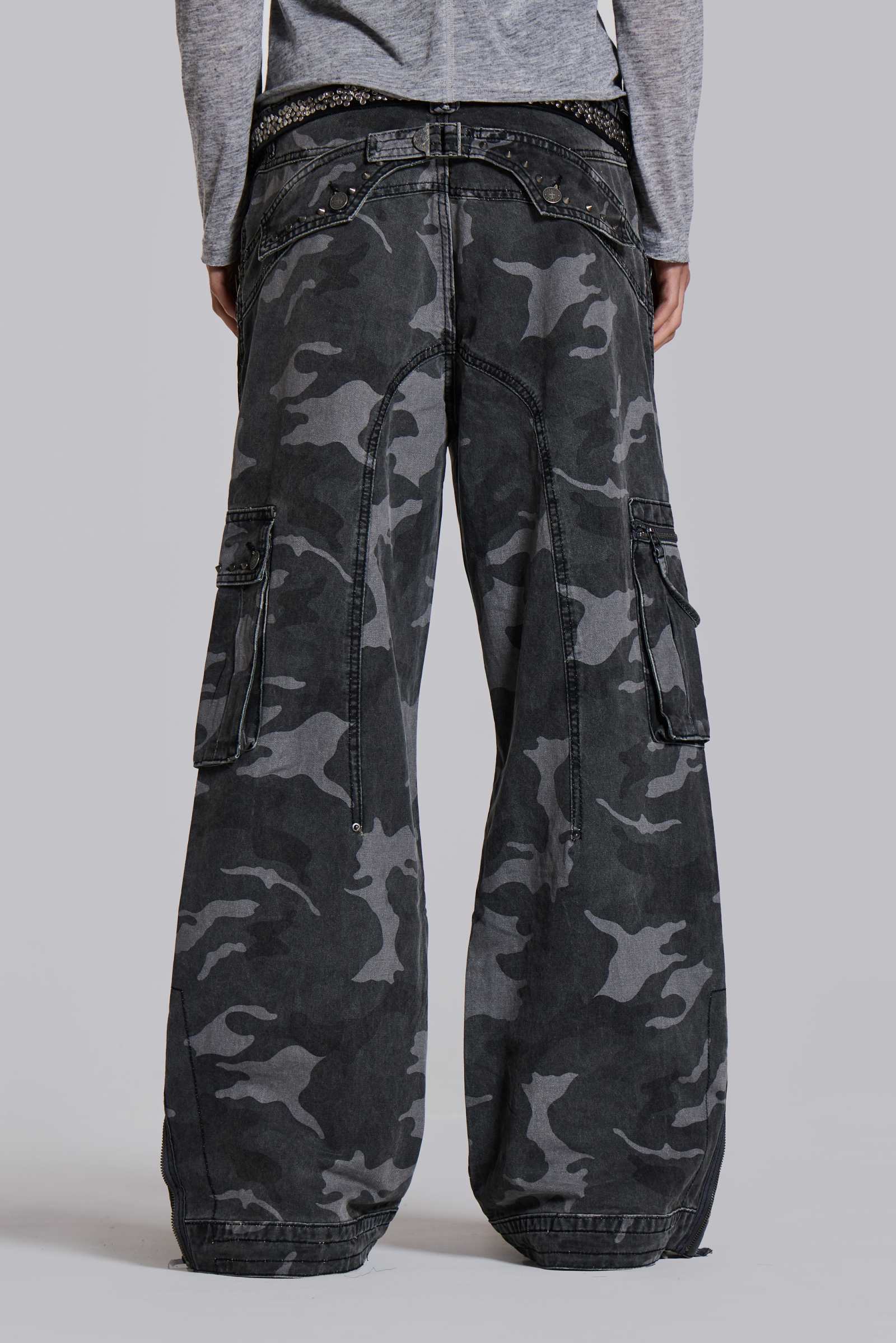 Washed Black Trooper Camo Cargo Pant