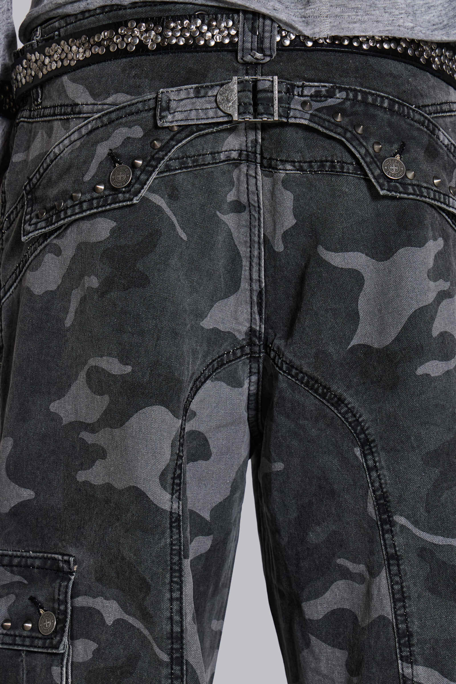 Washed Black Trooper Camo Cargo Pant