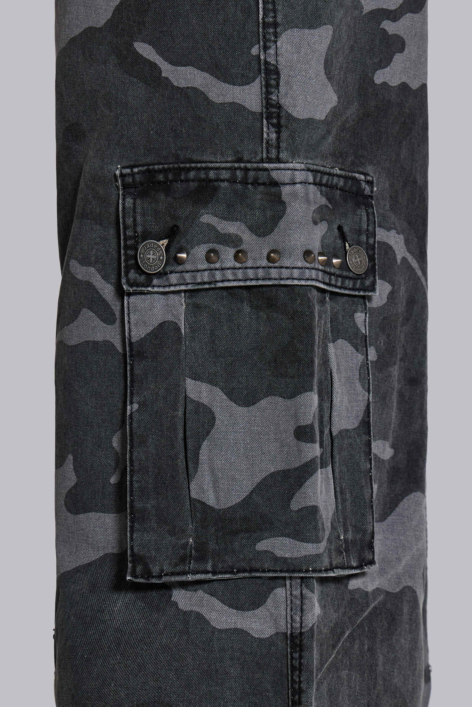 Washed Black Trooper Camo Cargo Pant