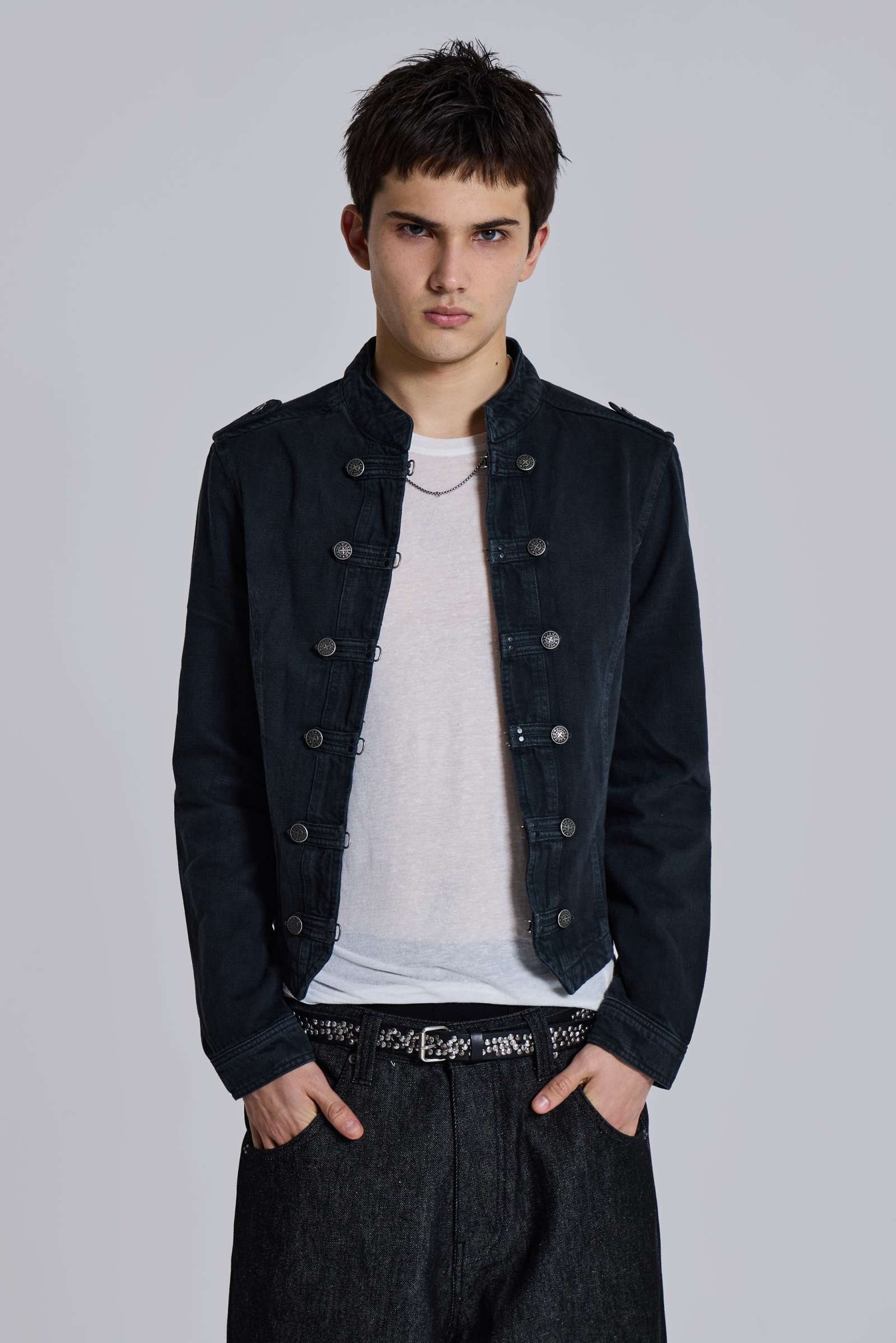 Rebel Military Jacket in Washed Black
