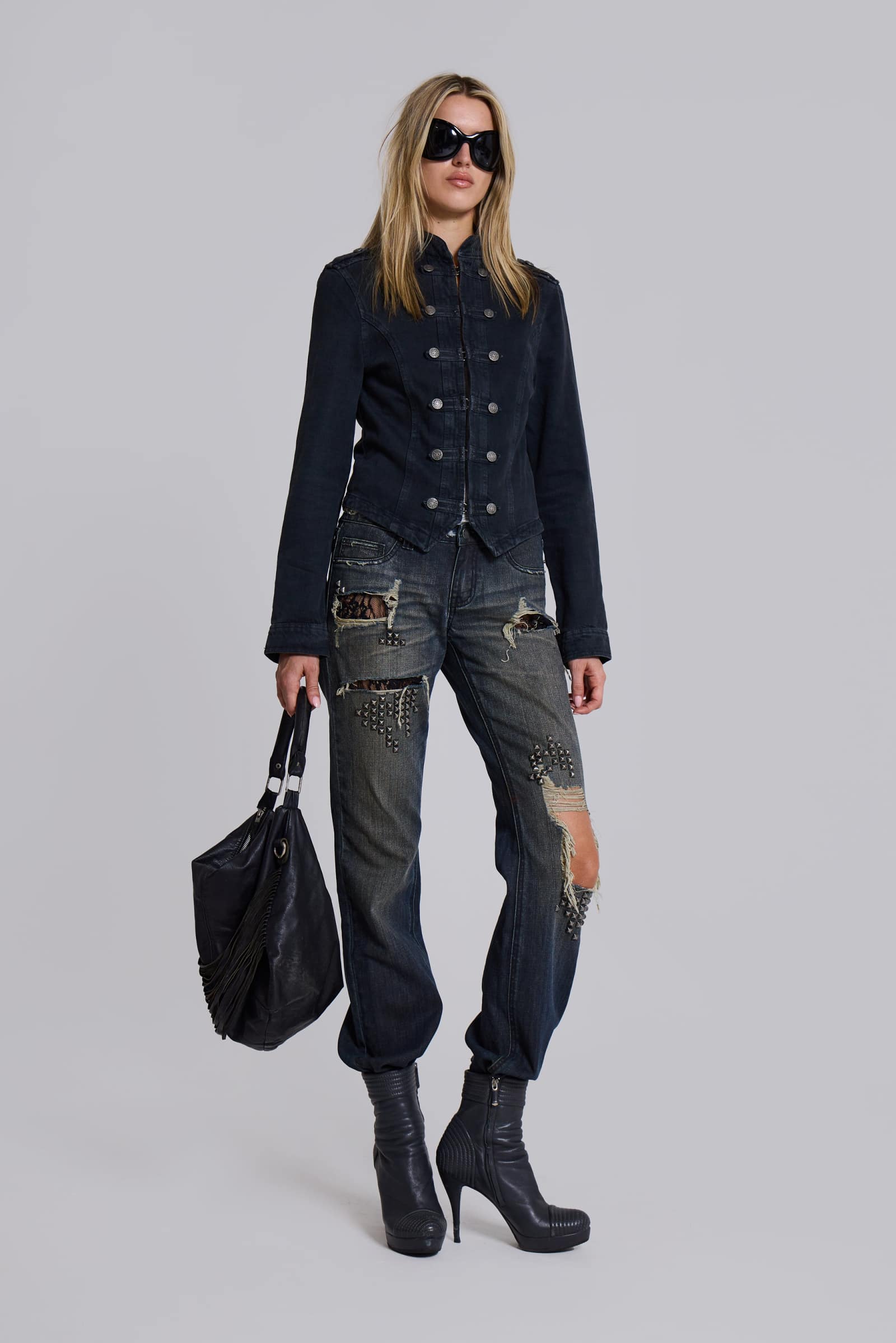 Washed Black Rebel Jacket | Jaded London | Clothing