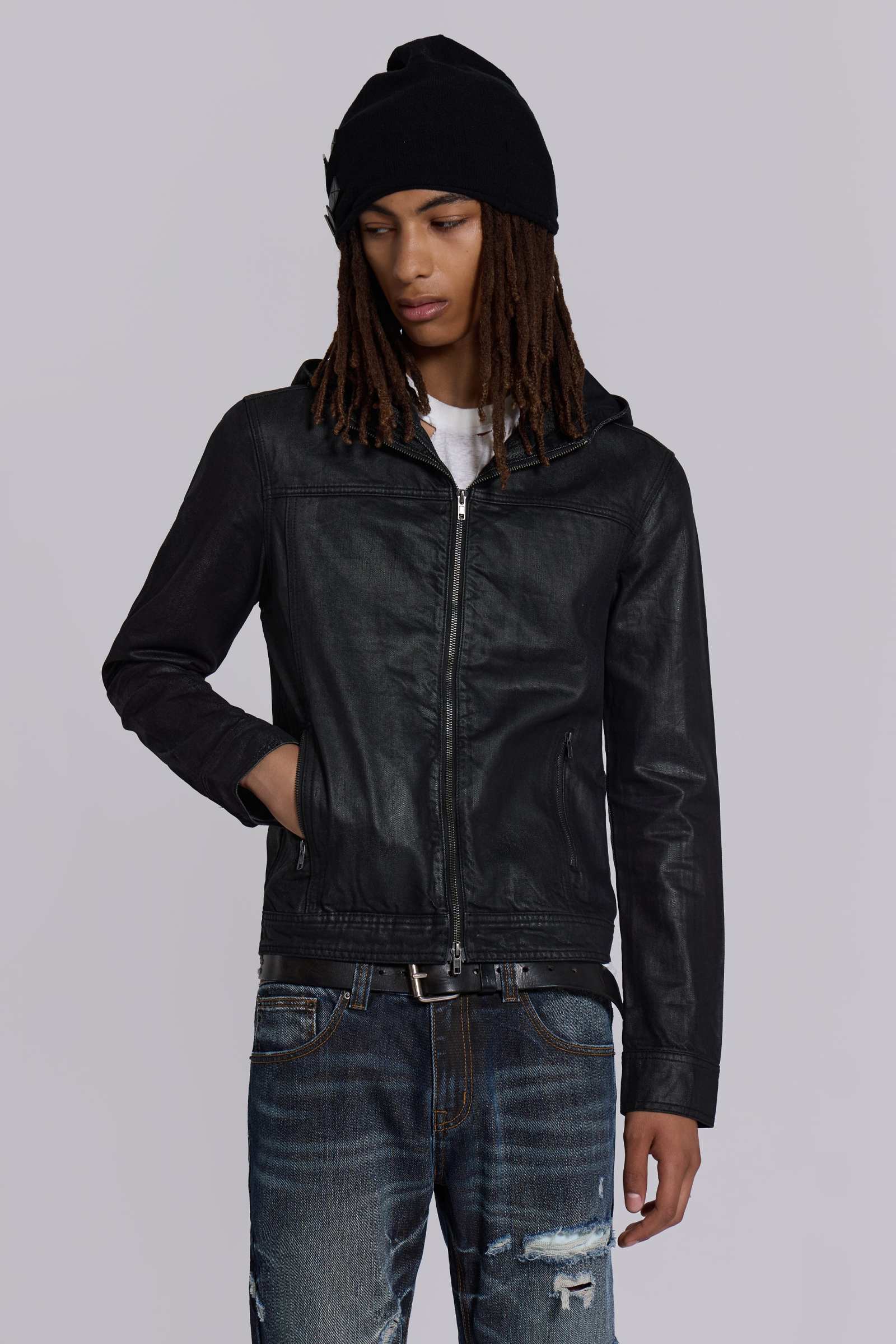 Bedrock Waxed Hooded Denim Jacket